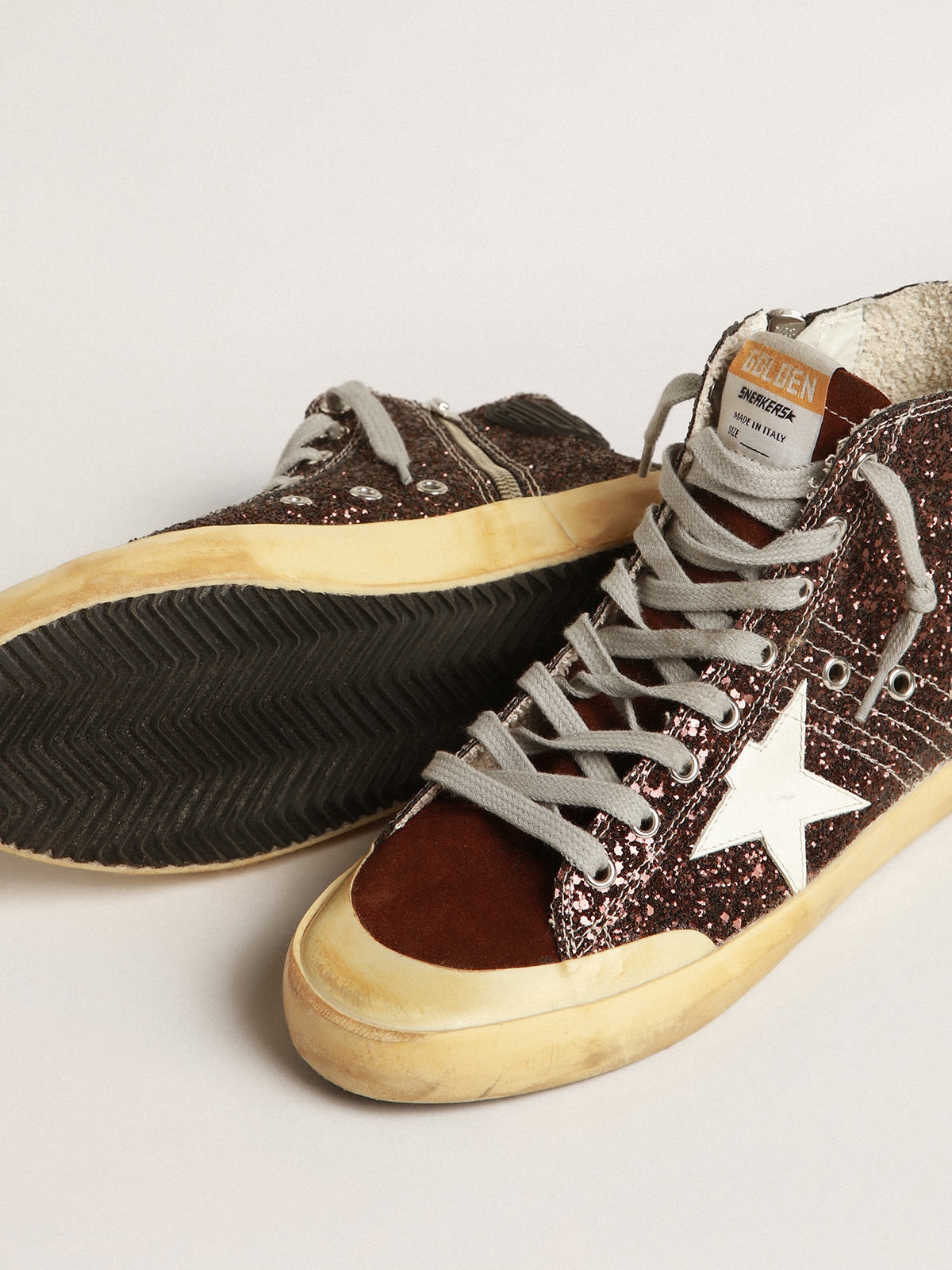 Francy Penstar in brown glitter with white leather star - 4