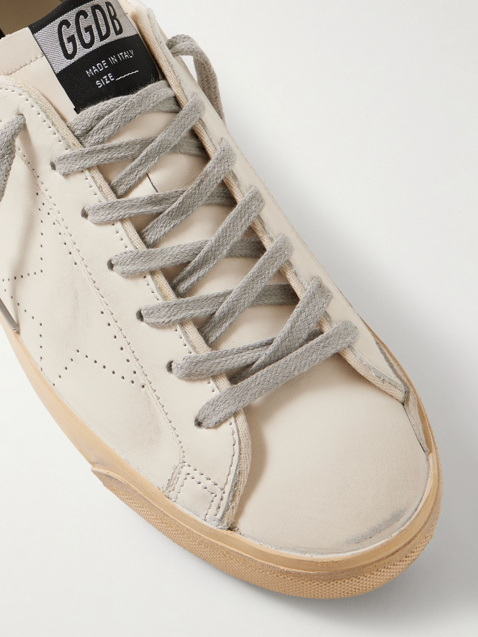 Superstar Suede-Trimmed Distressed Leather Sneakers White - 5