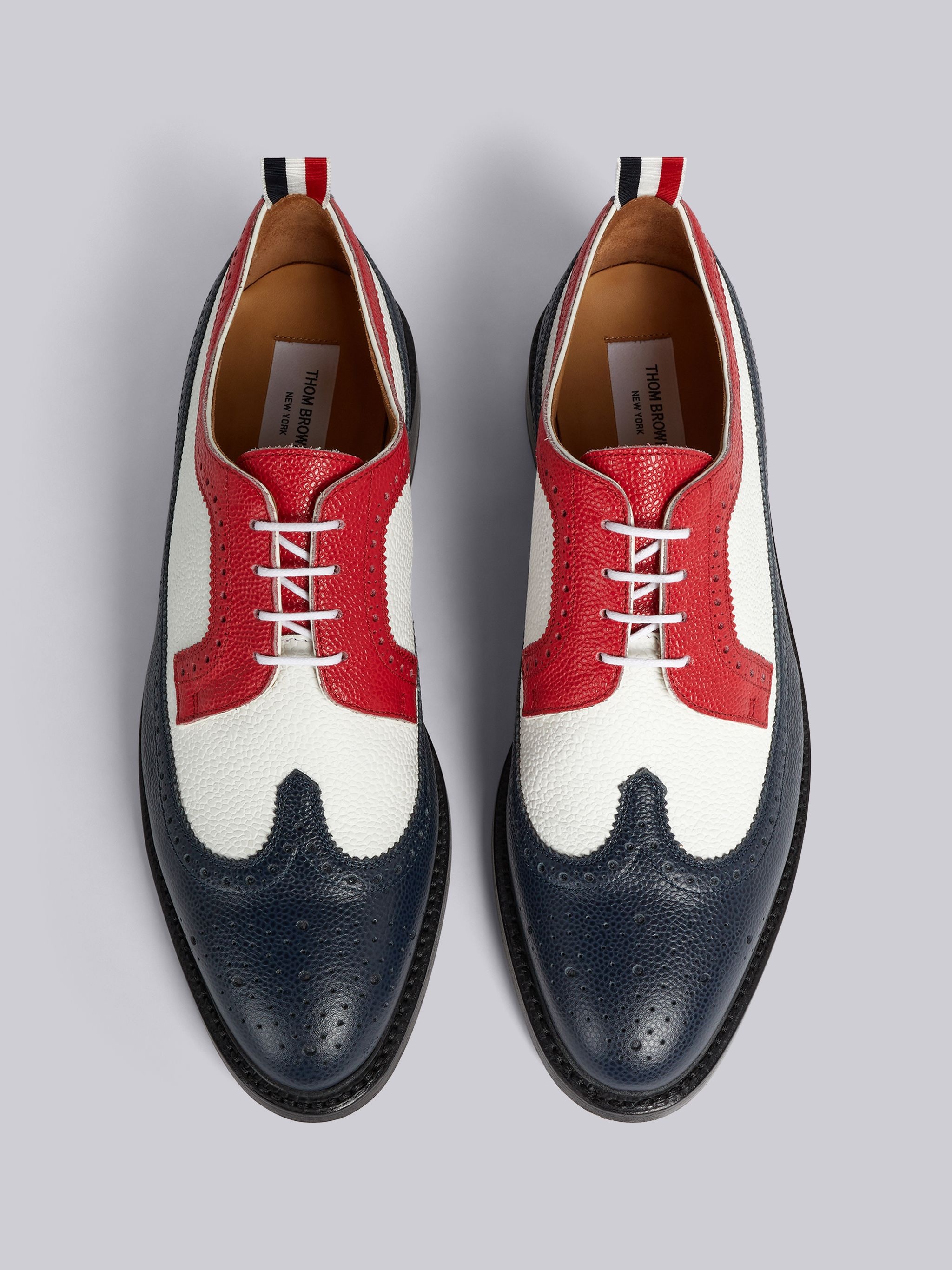 Multicolor Pebble Grain Leather Leather Sole Classic Longwing Spectator Brogue - 4