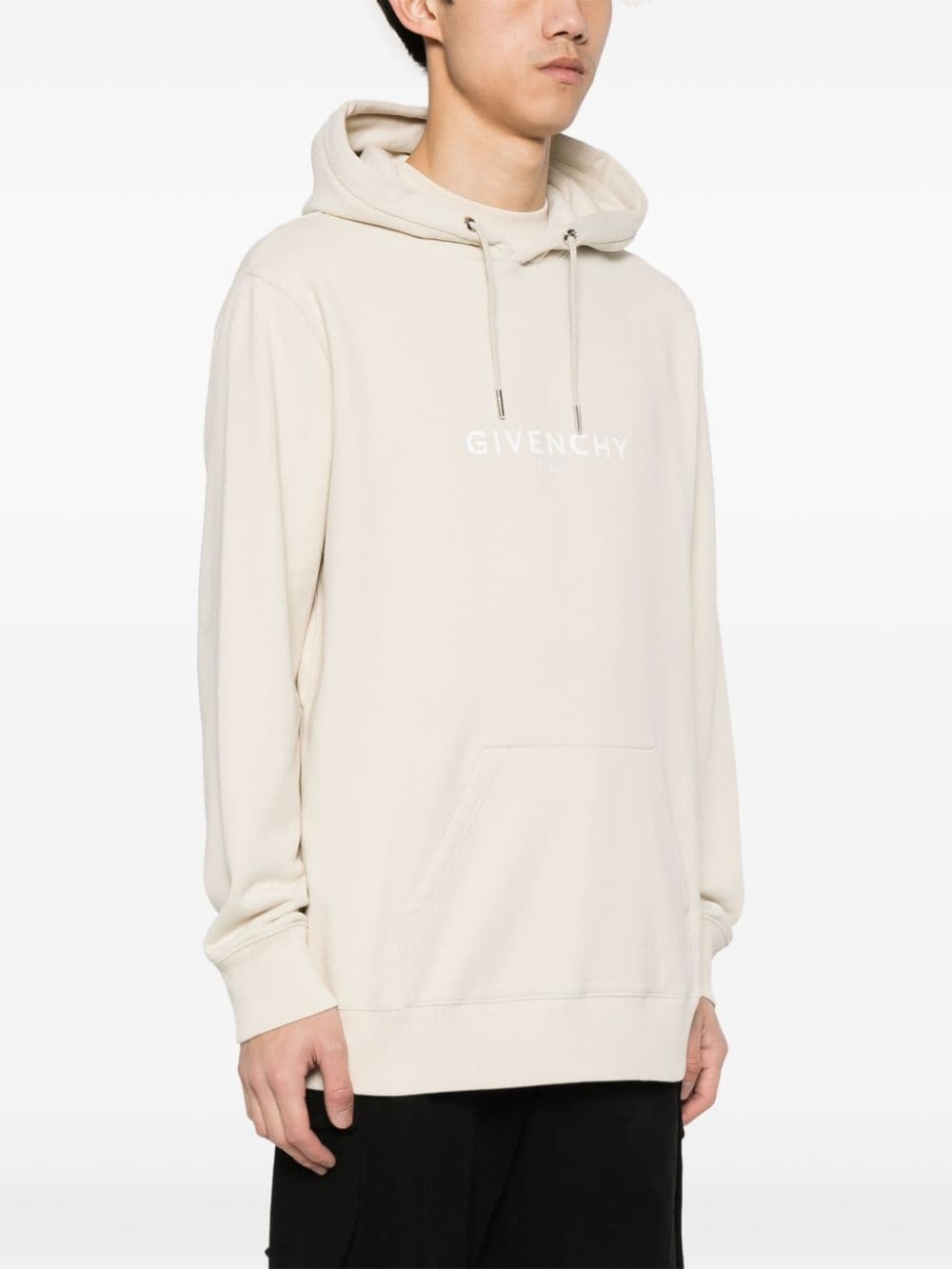 logo-print cotton hoodie - 3