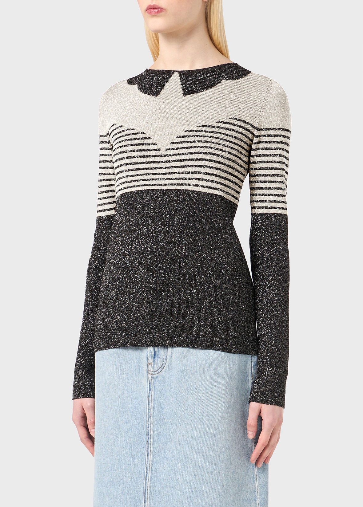 LUREX SWEATER WITH TROMPE L'ŒIL MOTIF - 5