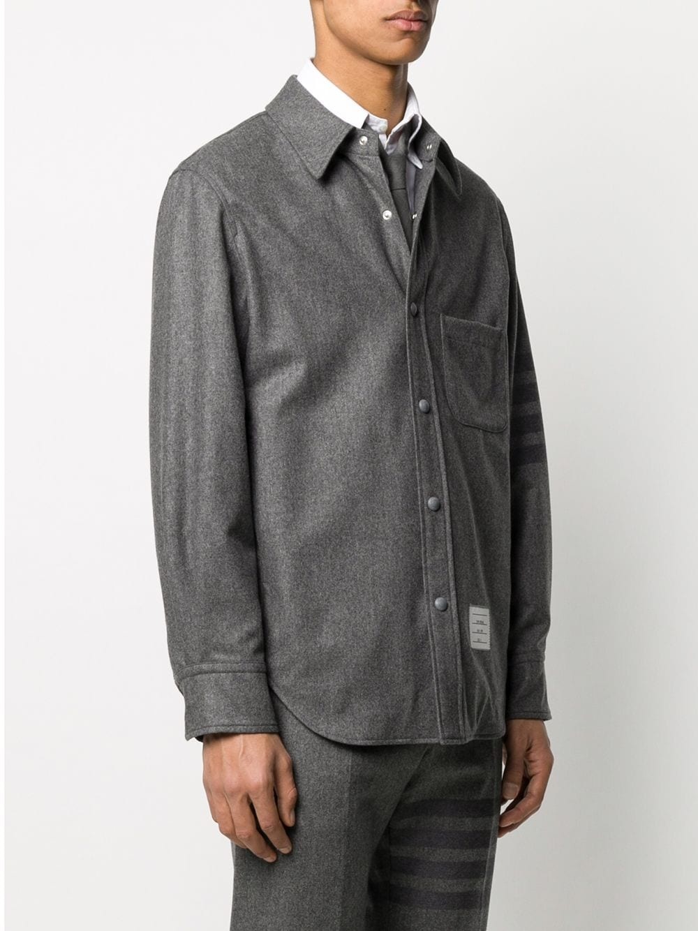 flannel tonal 4-Bar shirt jacket - 3