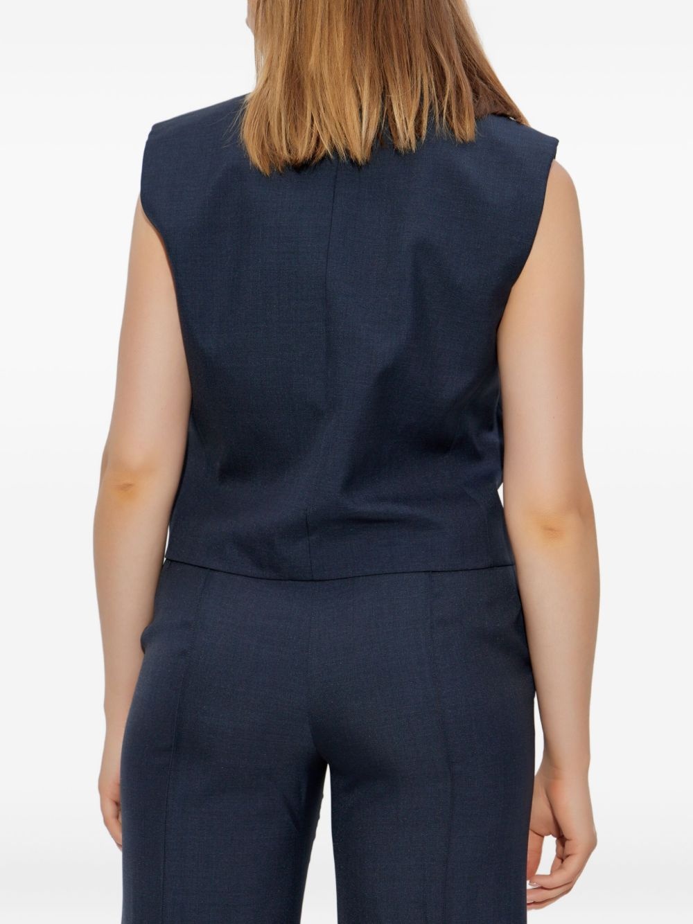 double-breasted sleeveless vest - 4