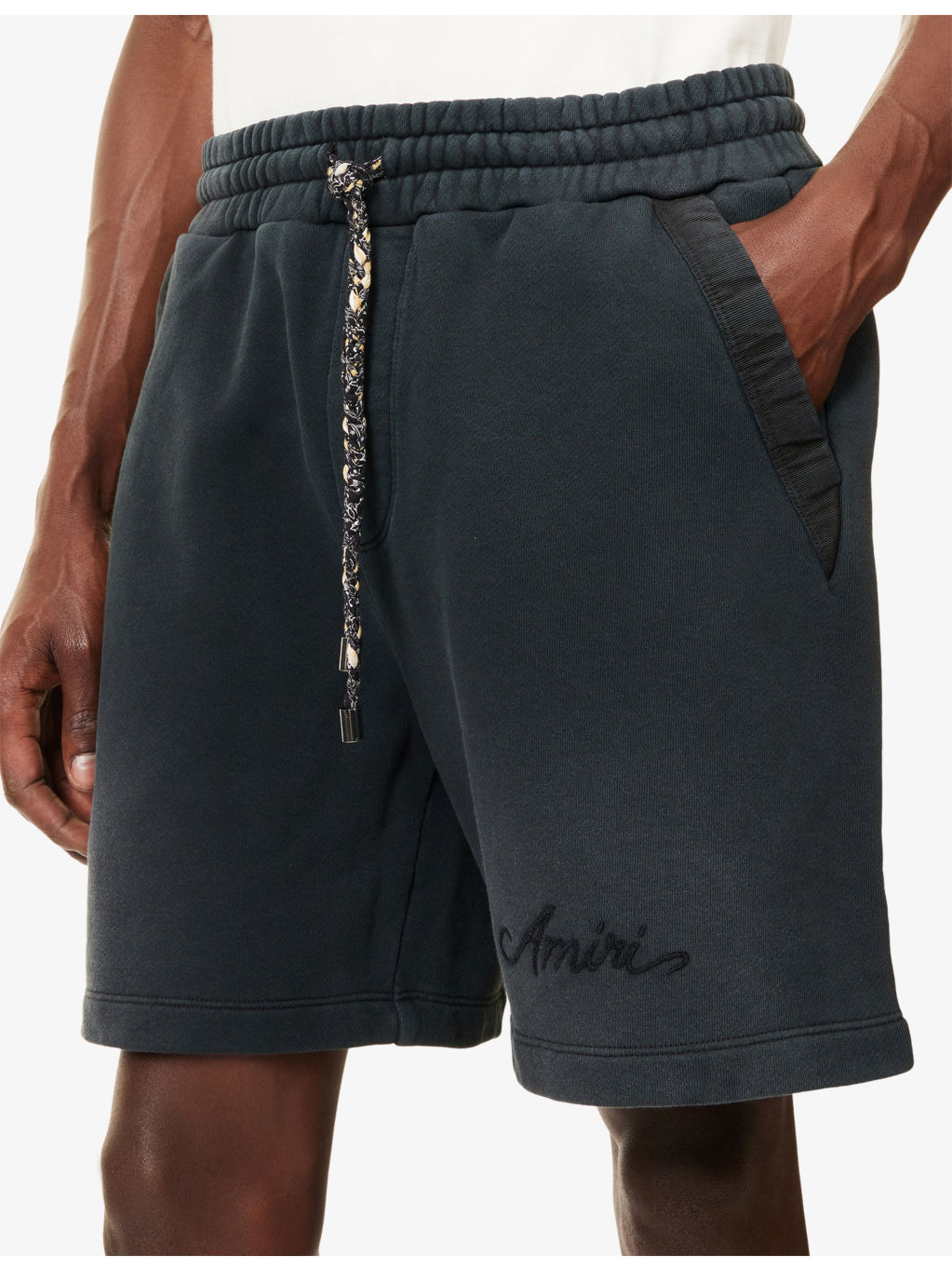 Embroidered-Logo Bleached Cotton-Jersey Shorts - 5