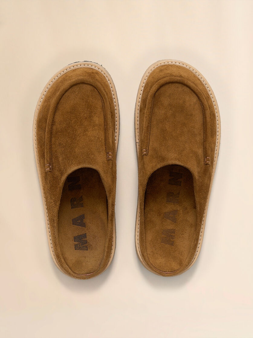 BROWN SUEDE SABOT WITH PARA RUBBER SOLE - 4