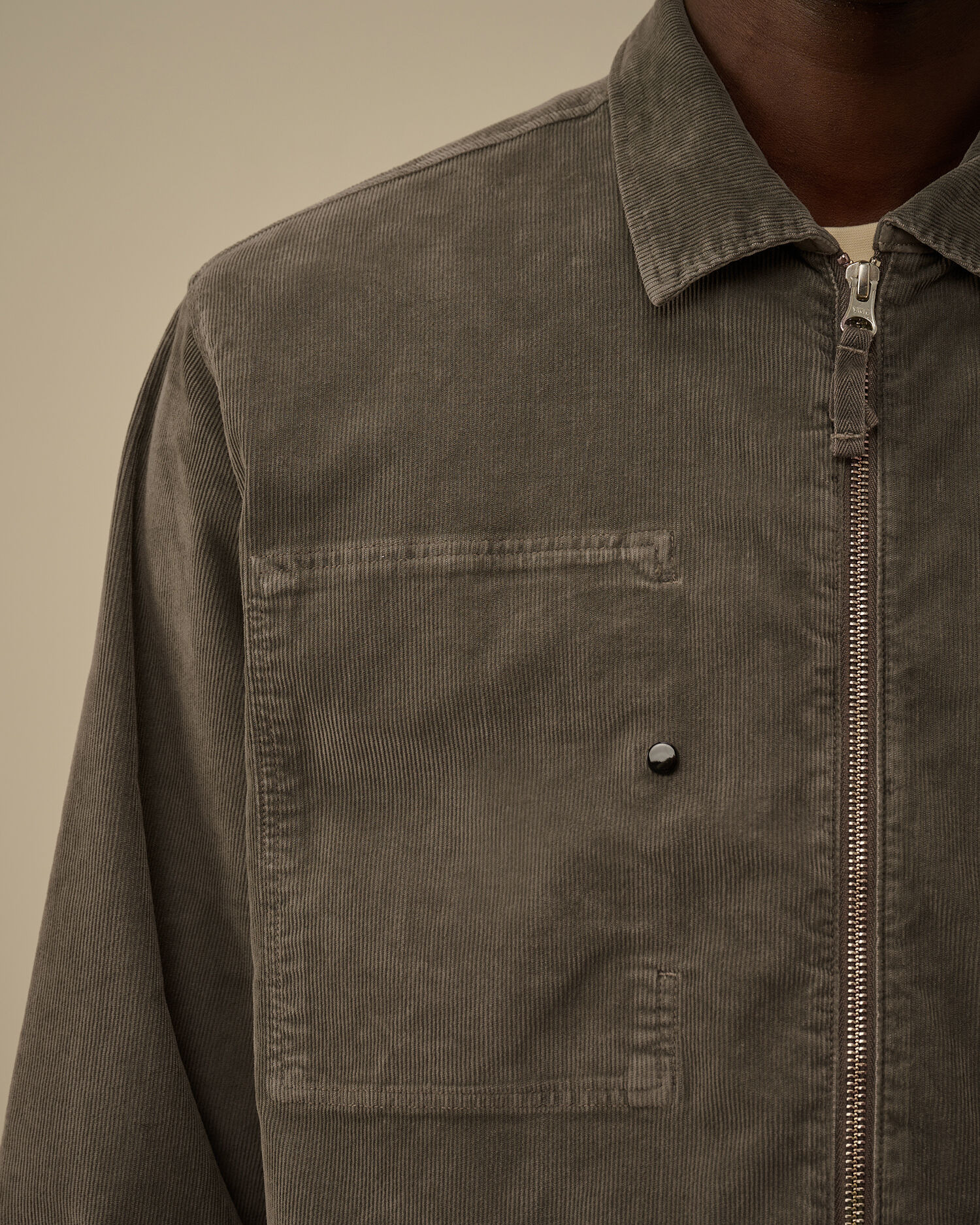 Corduroy Lens Zipped Overshirt - 6