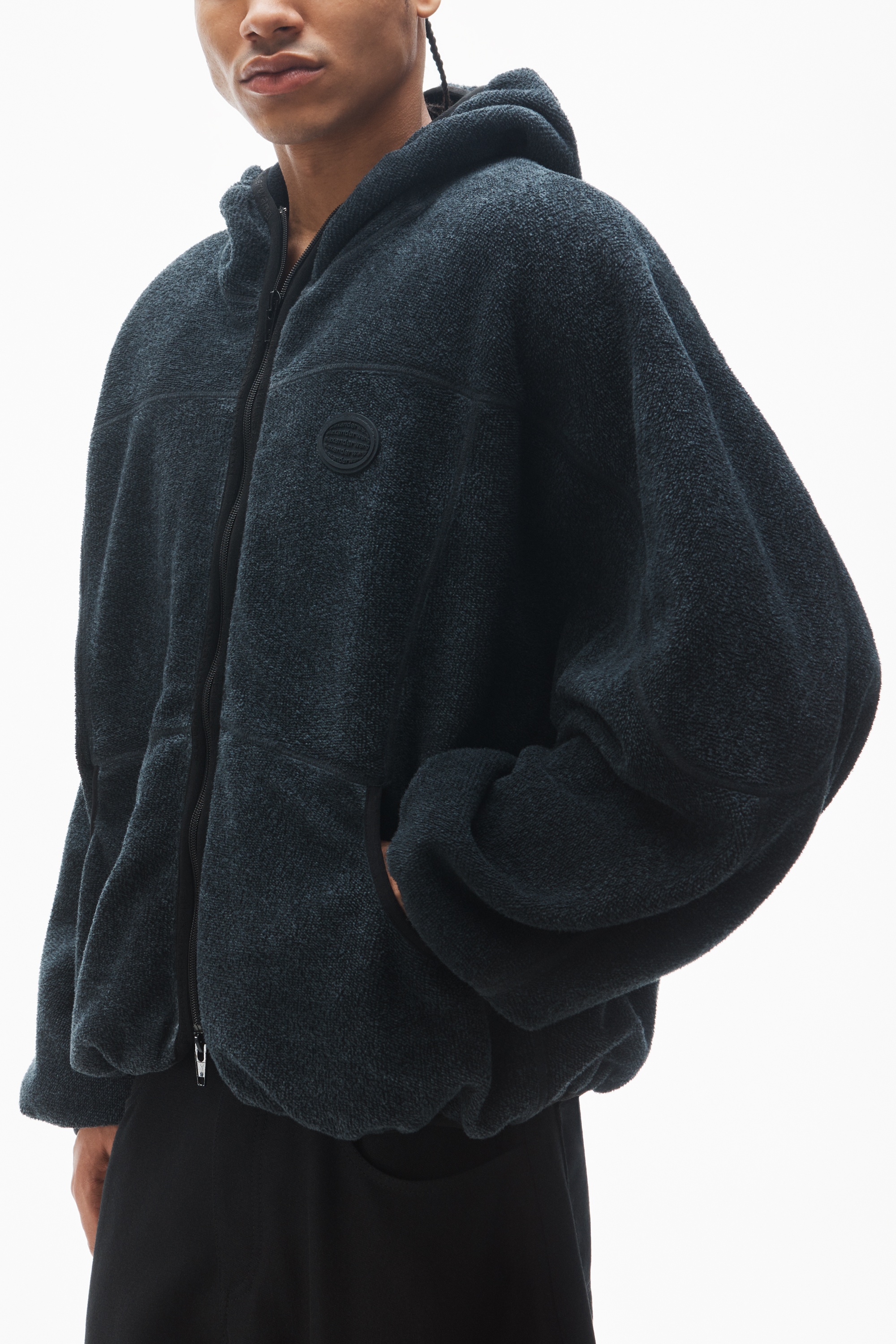 oversize zip-up hoodie in cotton - 3