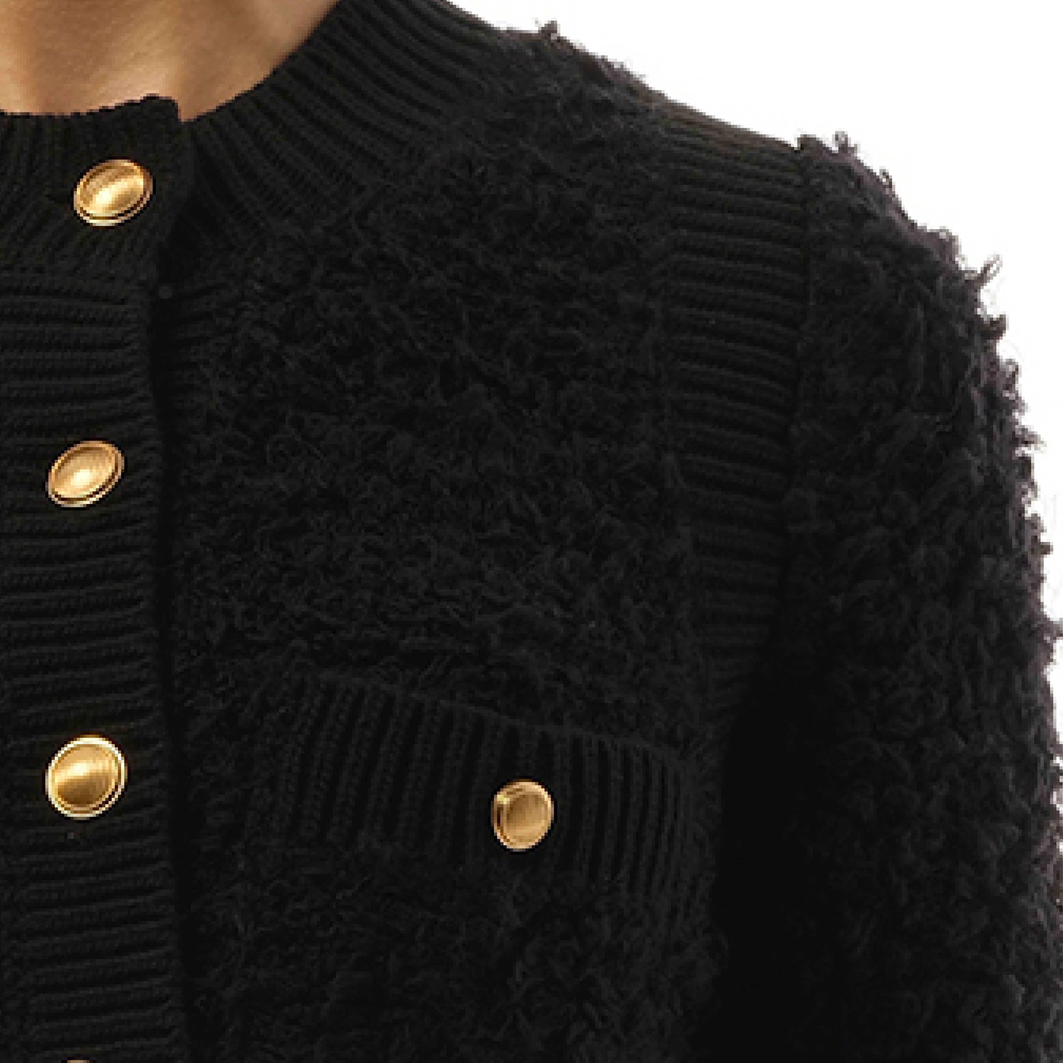 Tweed Knit Cardigan in Black - 3