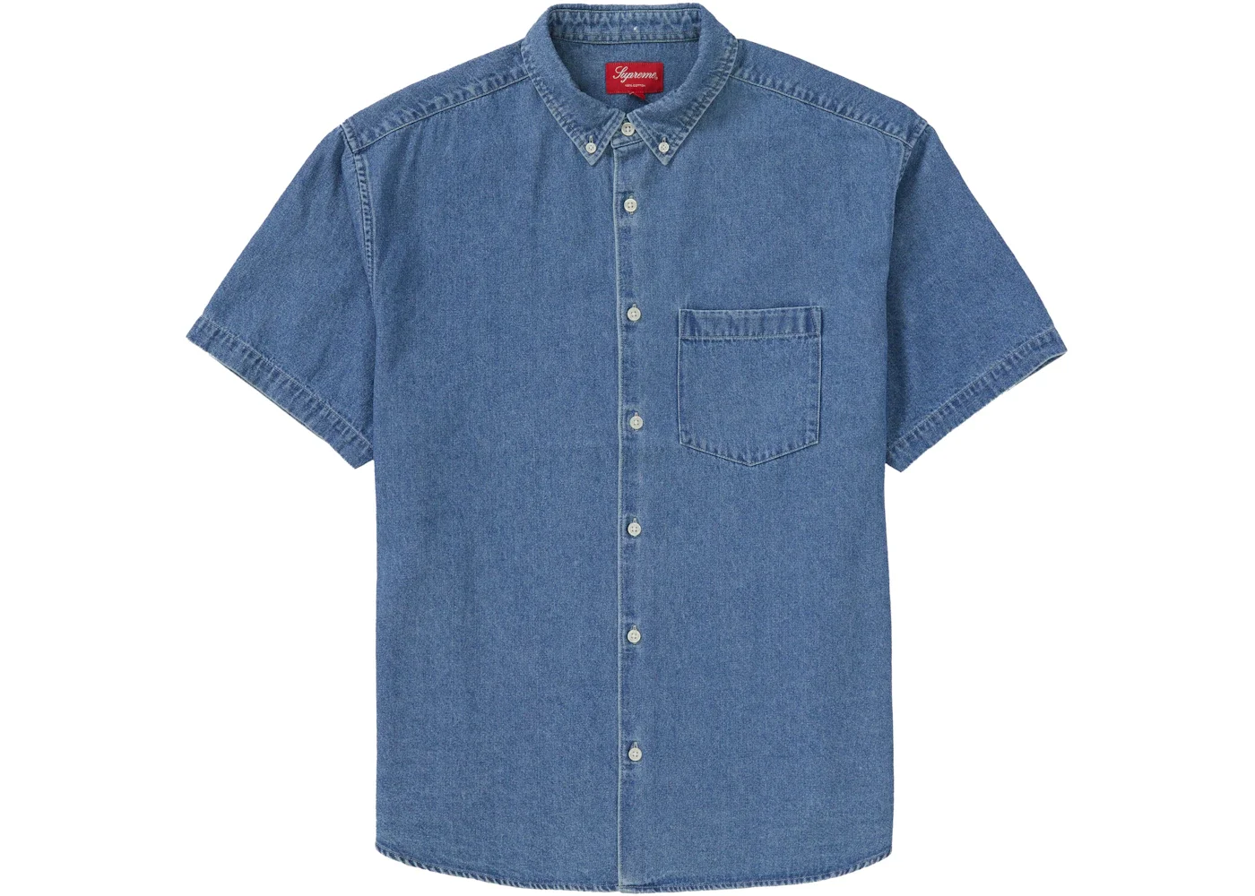 Supreme Embossed Denim S/S Shirt Blue - 1