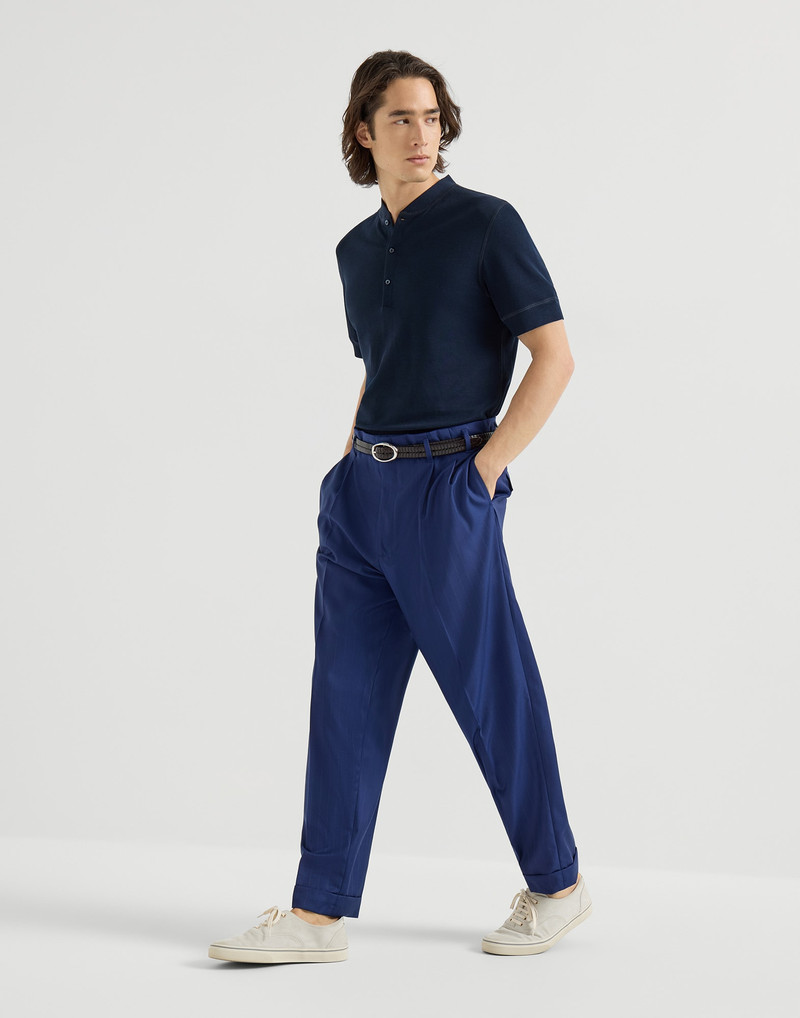 Virgin wool chalk stripe batavia trousers with double pleats 5