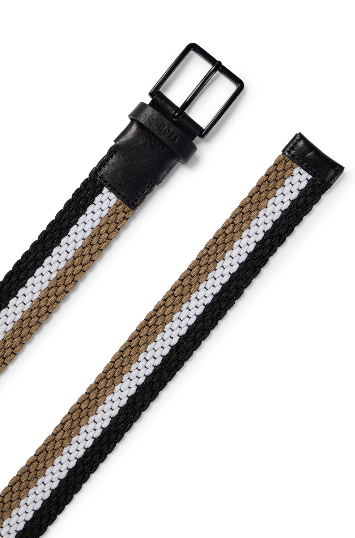 WOVEN BELT WITH LEATHER TRIMS AND CONTRASTING COLOR DETAIL - 4