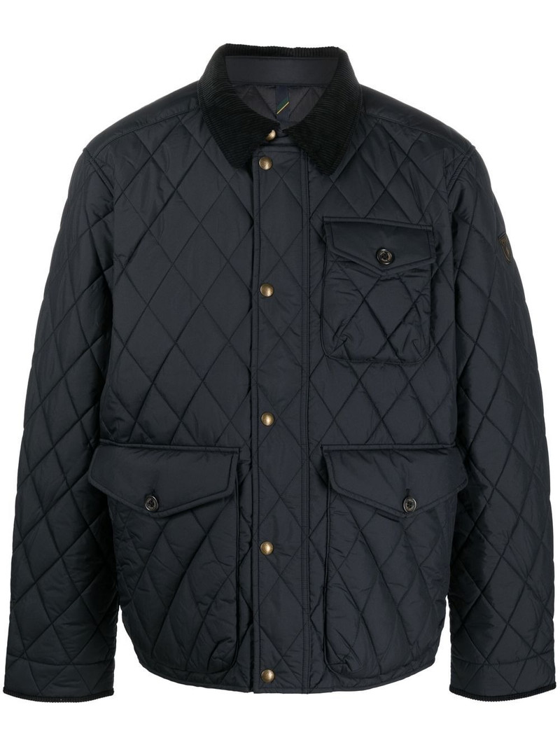 diamond-quilt button-fastening jacket 1