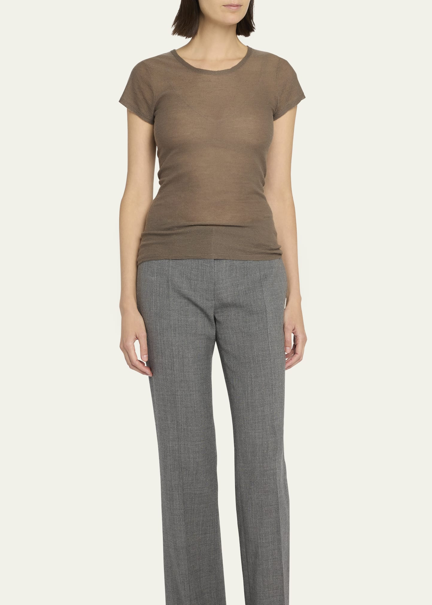 Keyla Short-Sleeve Fine Cashmere T-Shirt - 4