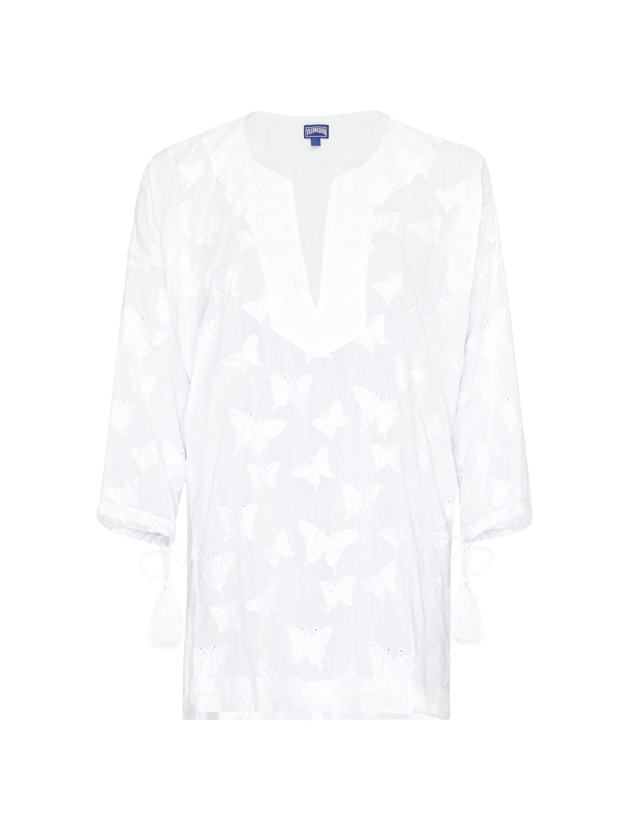 Women's Butterfly-Embroidered Swim Cover-Up Minidress - Blanc White - 1