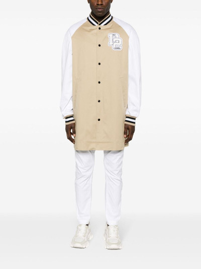 DSQUARED2 logo-patch mid-length coat outlook