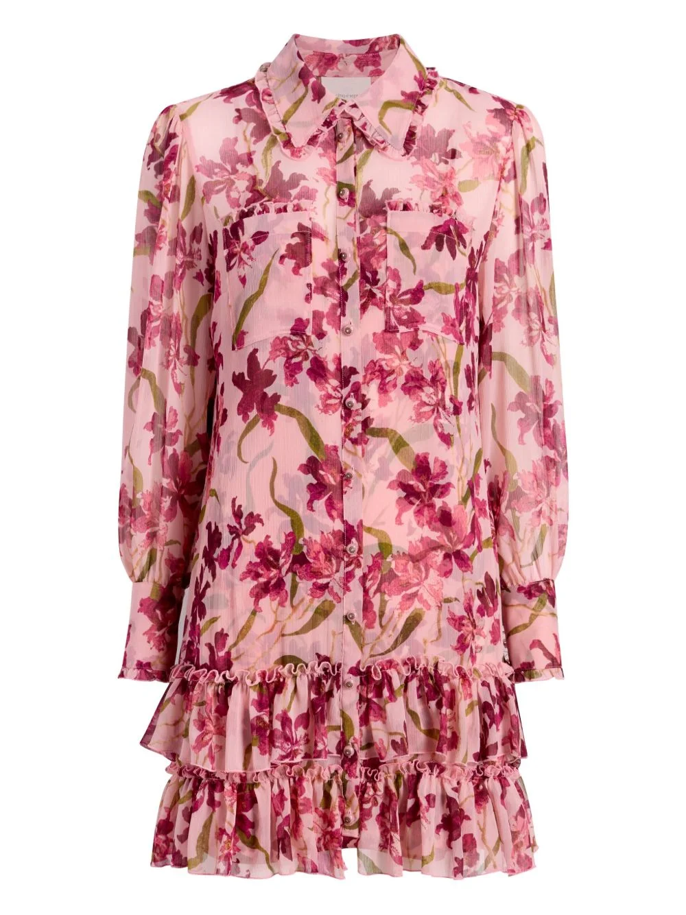 floral-print ruffled dress - 1