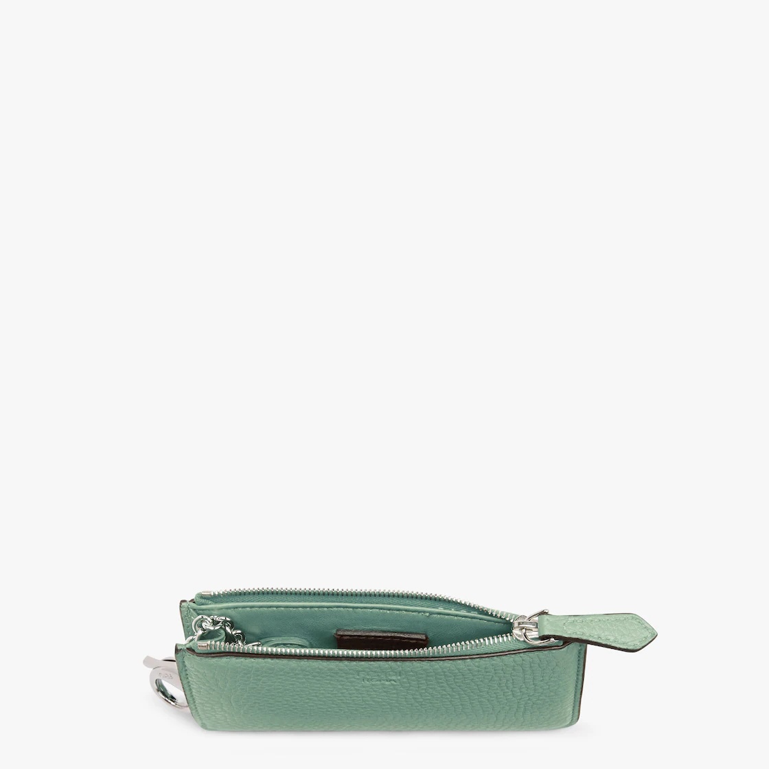Fendi Roma key pouch with gusseted sides. The back features four card slots. Inside there is a pull- - 3