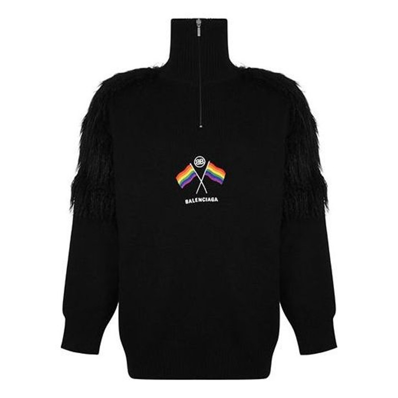Balenciaga LGBTQ Flag Zip Up Turtleneck Sweater 'Black' 543766T17621069 1