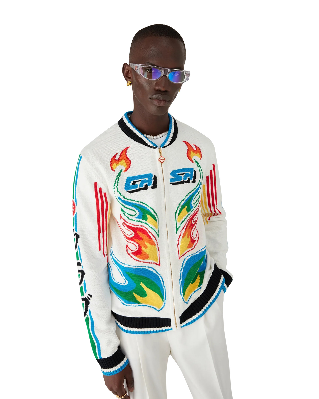 Flame Laurel Cotton Knit Casa Club Jacket | Casablanca Paris - 4
