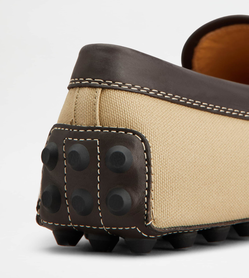 GOMMINO BUBBLE LOAFERS IN CANVAS AND LEATHER - BEIGE, BROWN 5