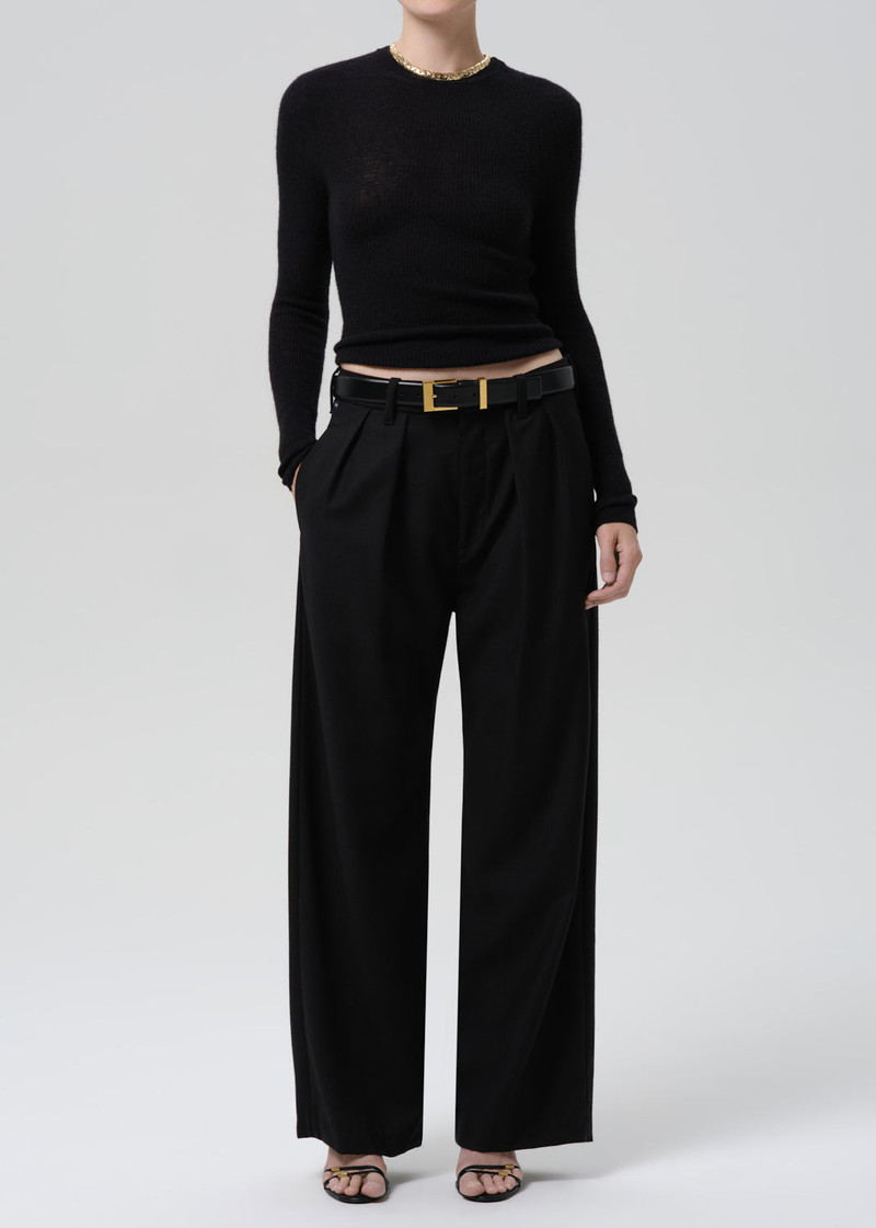 Ines Italian Virgin Wool Trouser In Black - 1