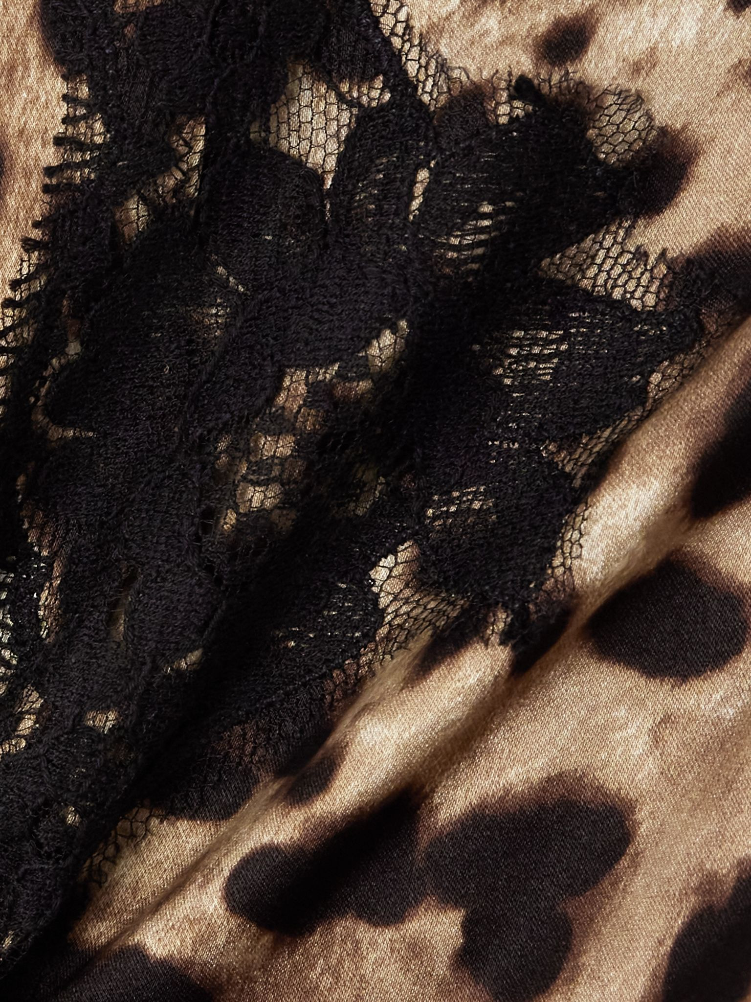 Lace-trimmed leopard-print silk-blend satin briefs Leopard print - 4