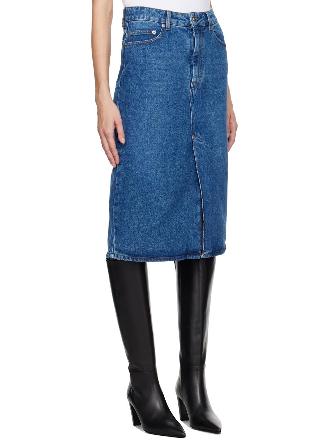 Blue Pencil Denim Midi Skirt - 2