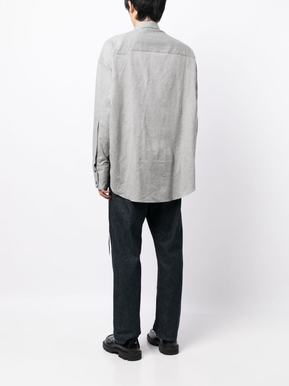 pleat-detail cotton shirt - 4