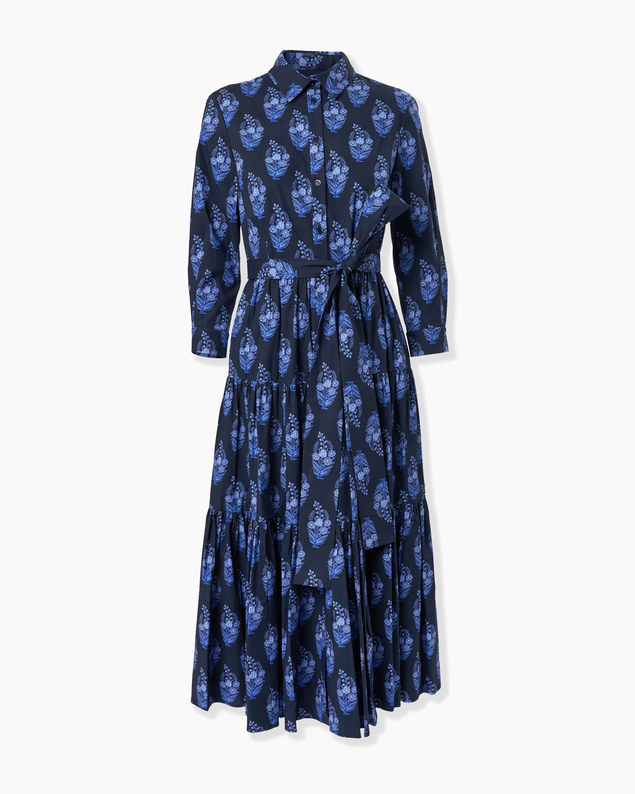 Floral-Block-Print Shirt Dress - 1