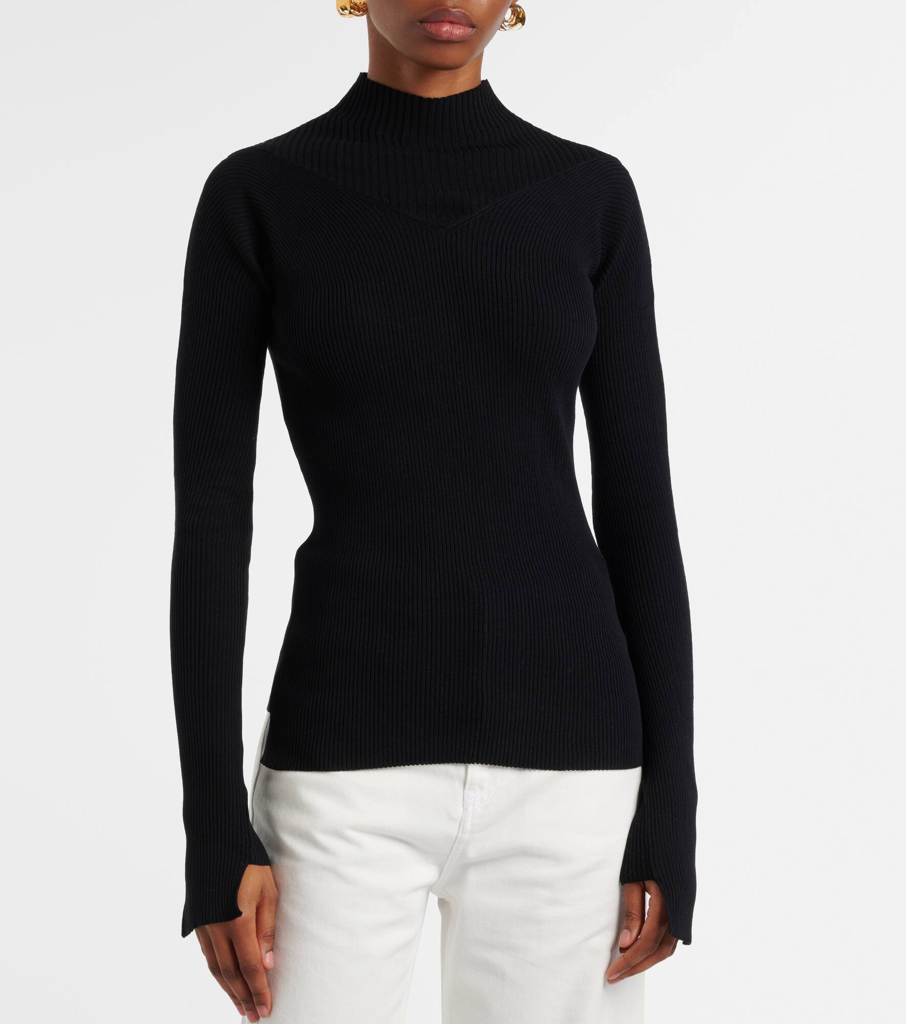 Ribbed-knit cotton-blend top - 7