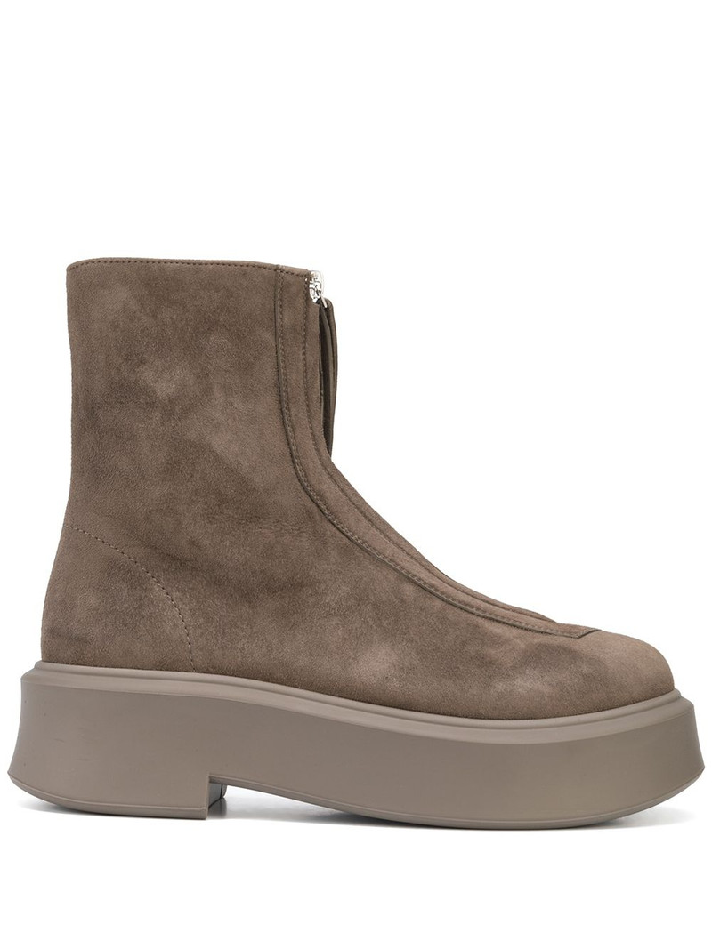 The Row zip-up suede boots outlook