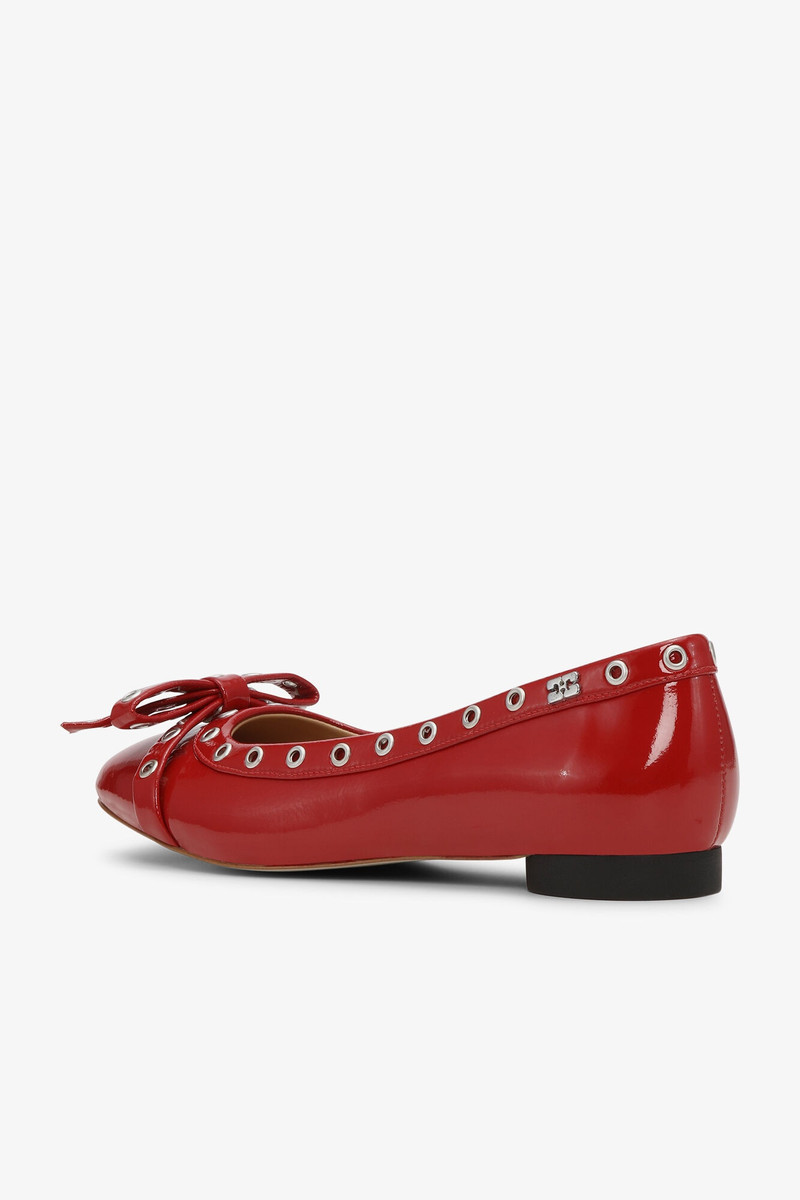 RED EYELET BOW BALLERINAS 3