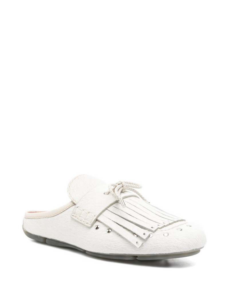 WALES BONNER Montego fringed calf-hair mules outlook