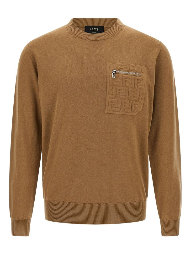 embossed-pocket wool sweater 1