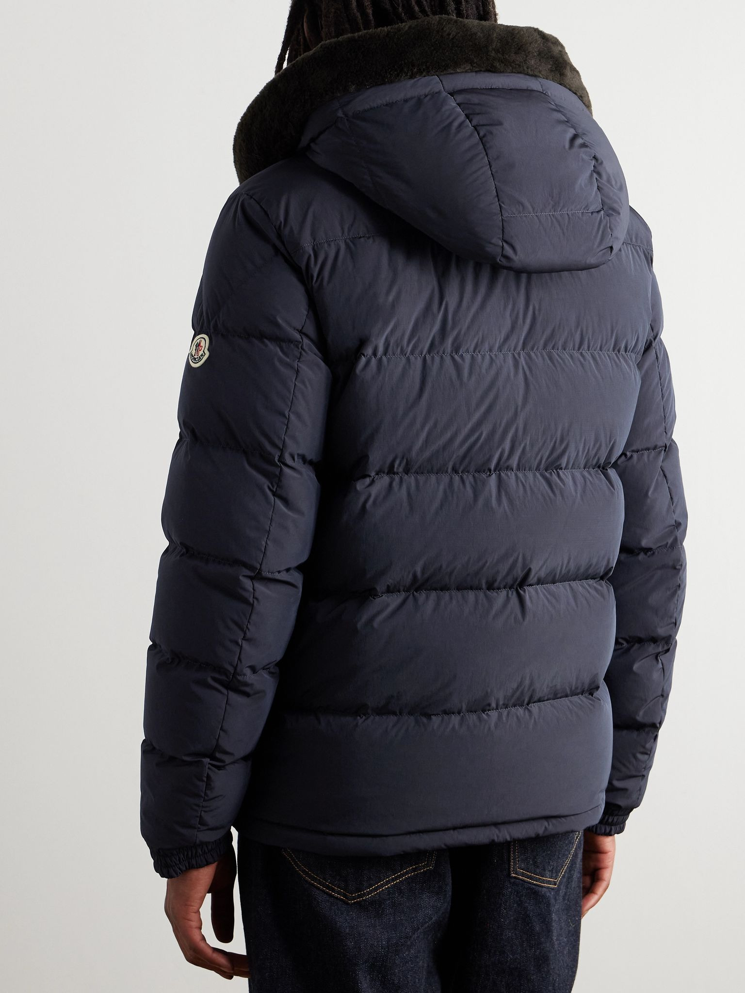 Marcelettes Faux Shearling-Trimmed Quilted Shell Down Jacket Navy - 3