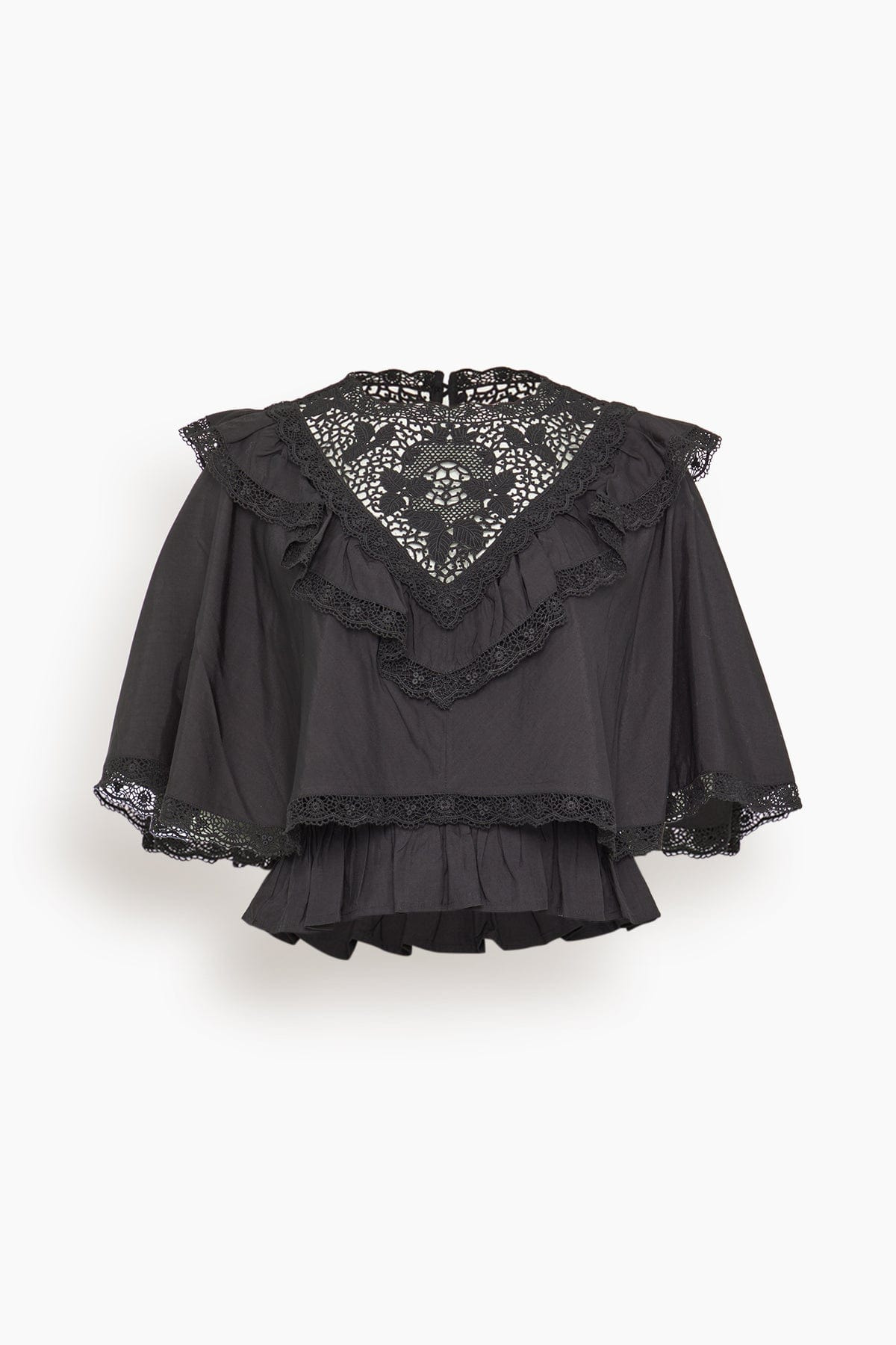 Shanna Lace Capelet Top in Black - 1