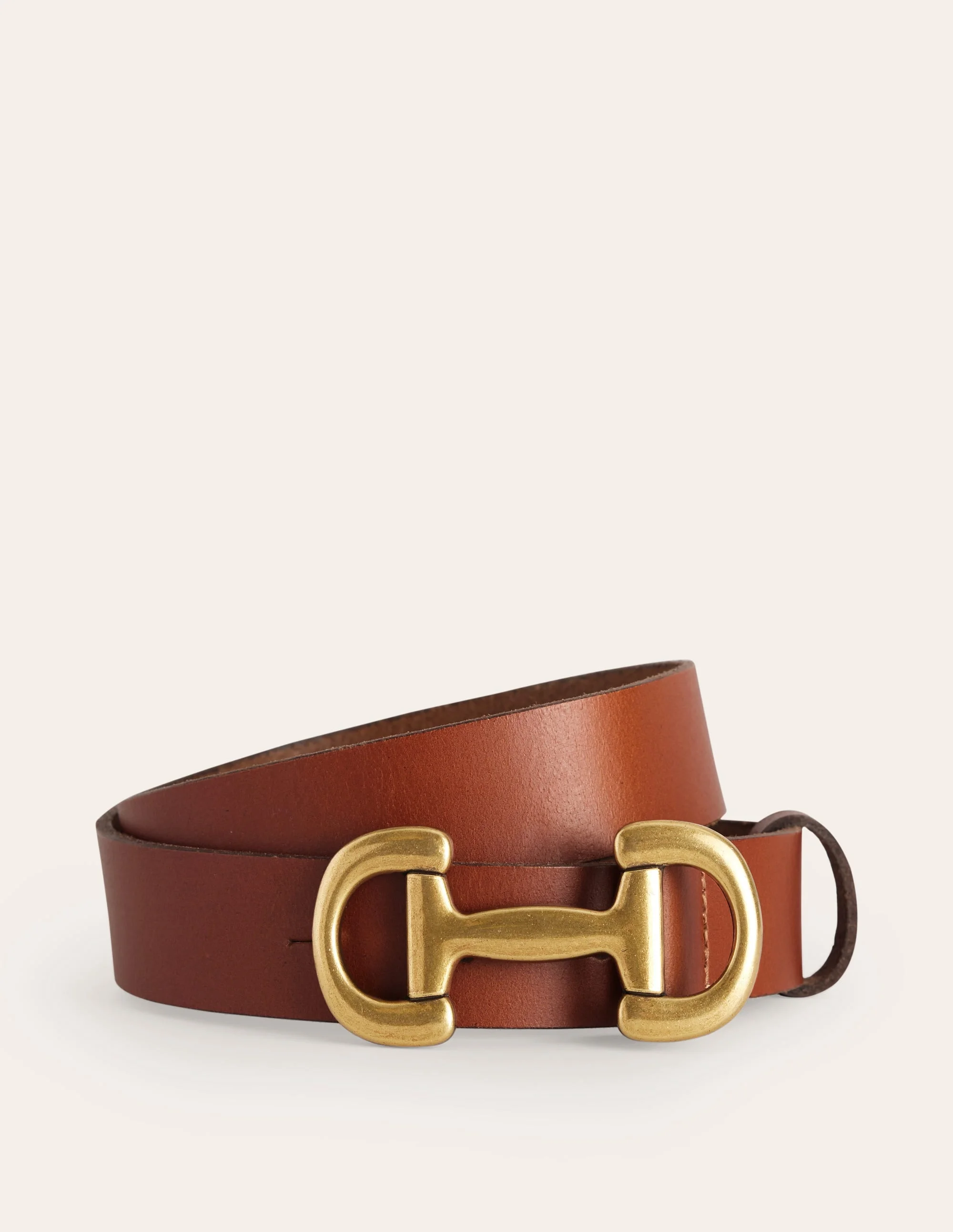 Iris Snaffle-Trim Leather Belt-Tan - 1