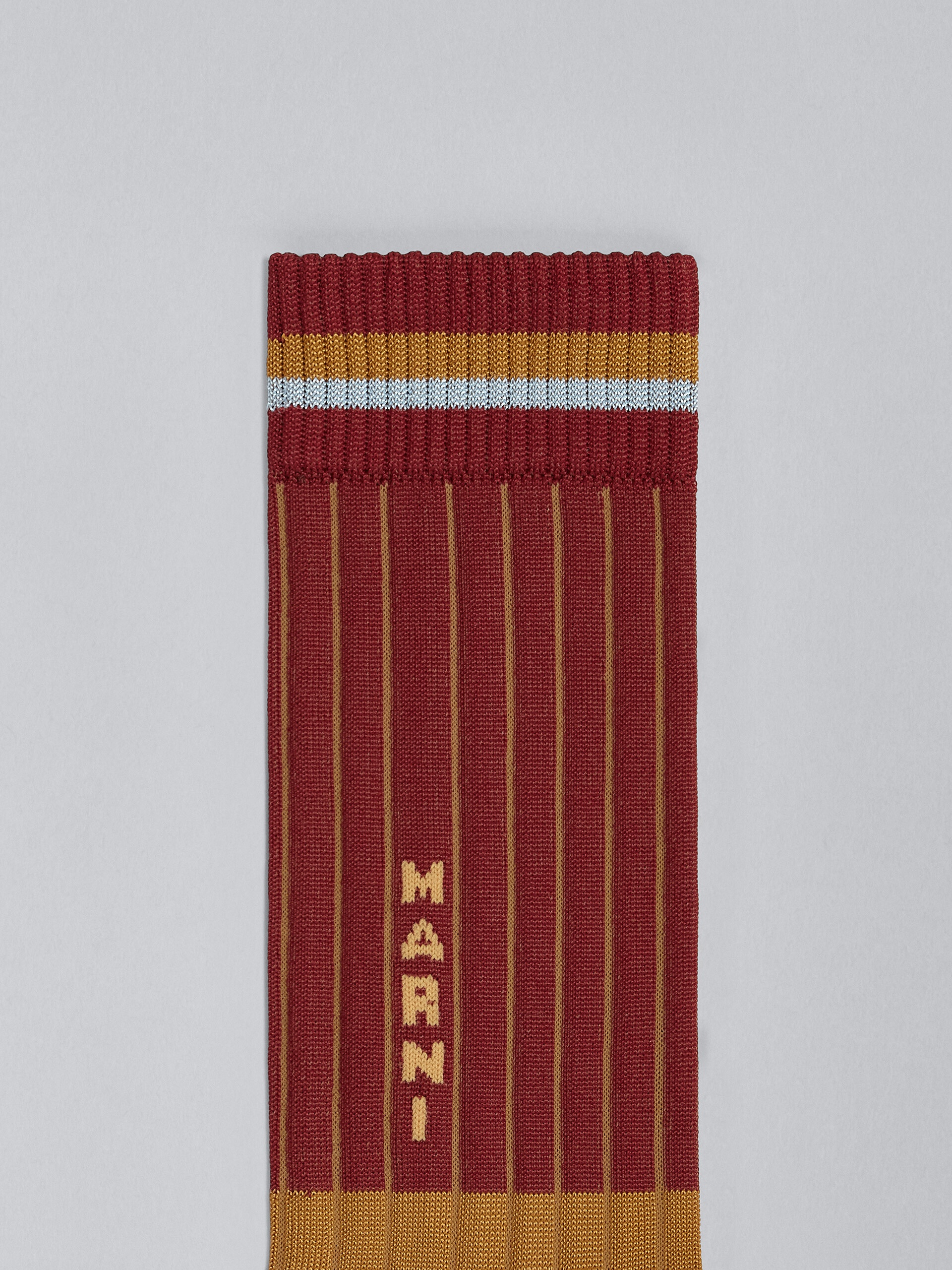 BROWN TWO-TONE VISCOSE SOCKS - 3