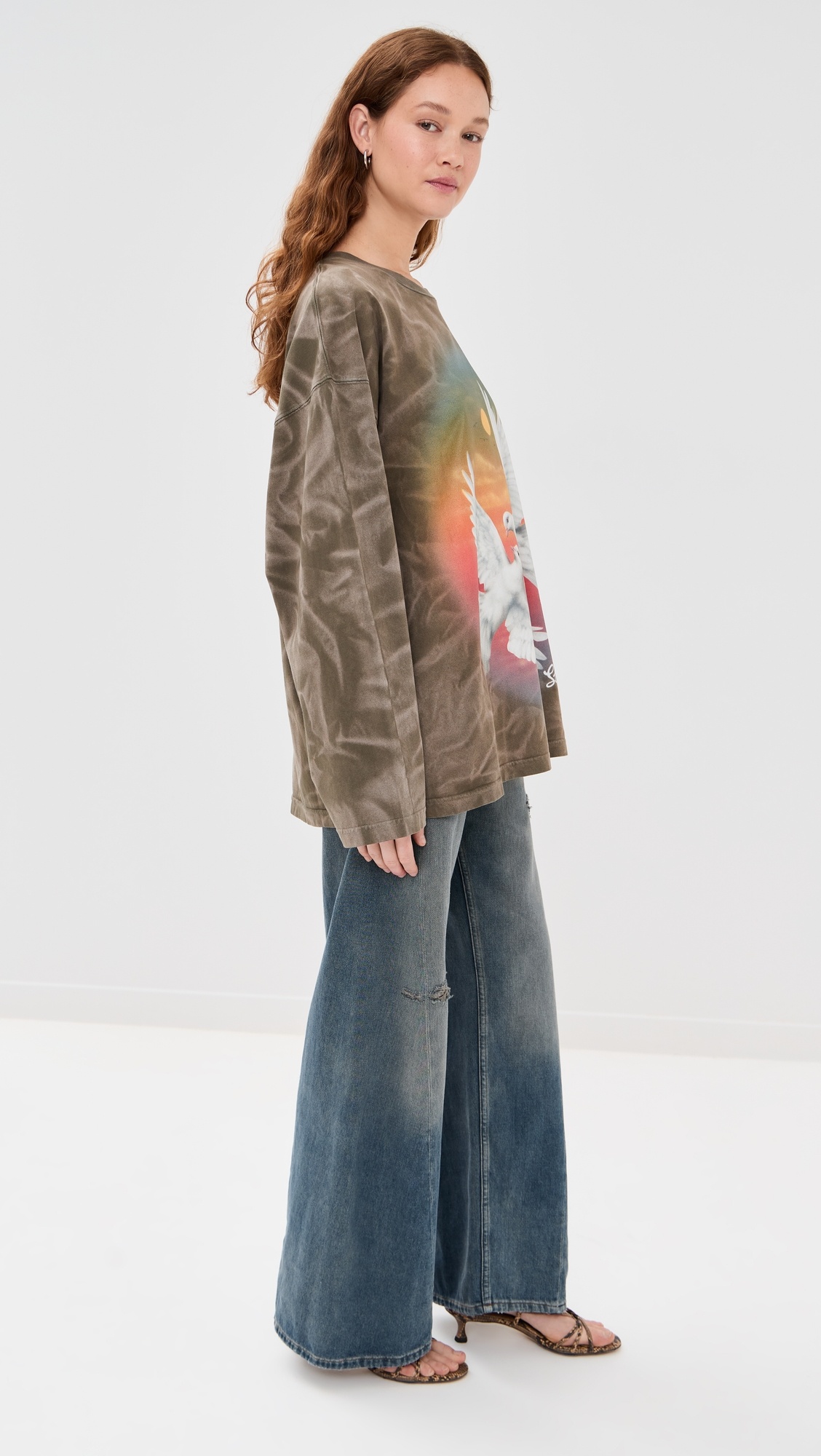 Bird Print Long Sleeve T Shirt - 3