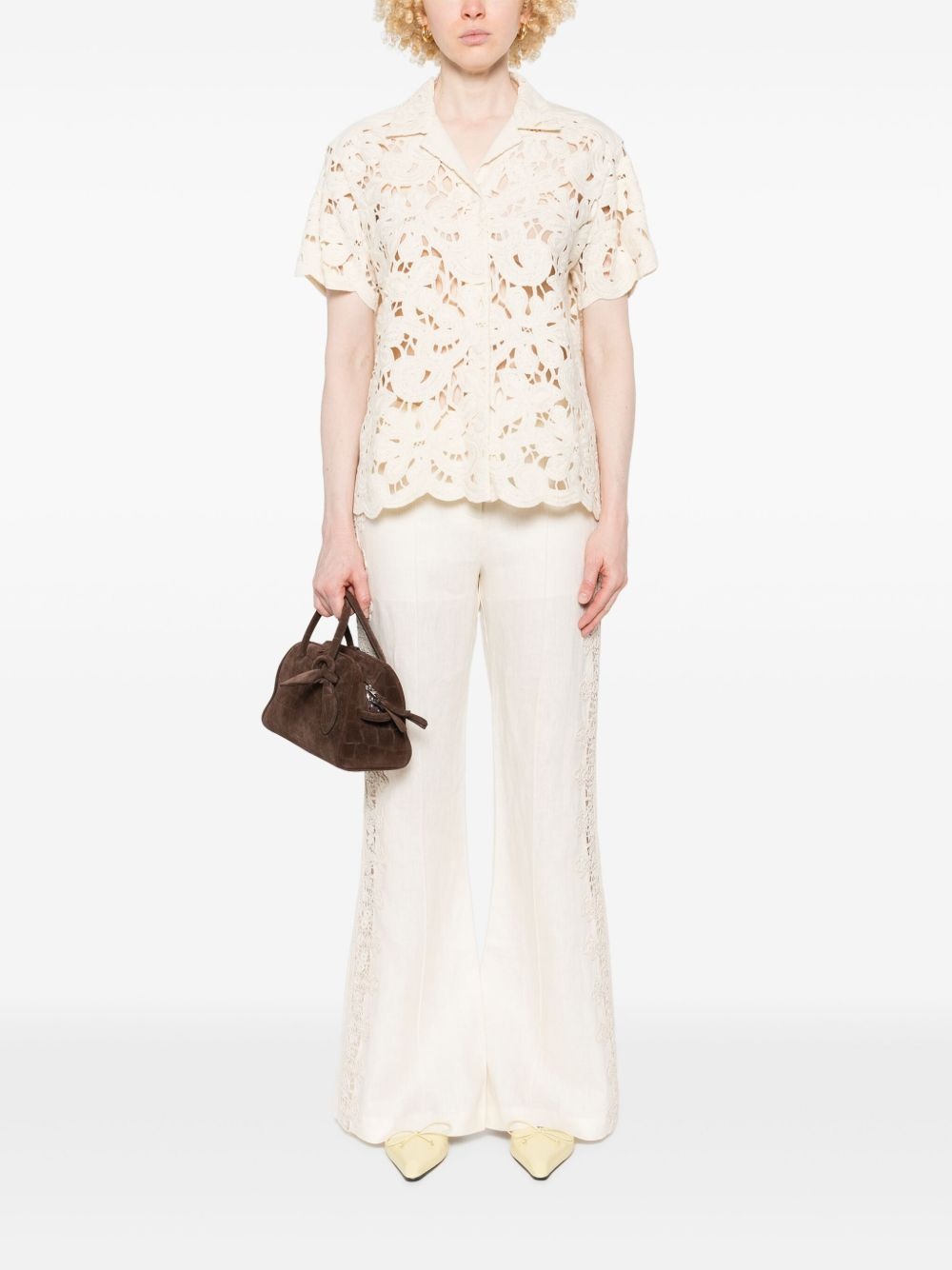 floral macramé shirt - 2