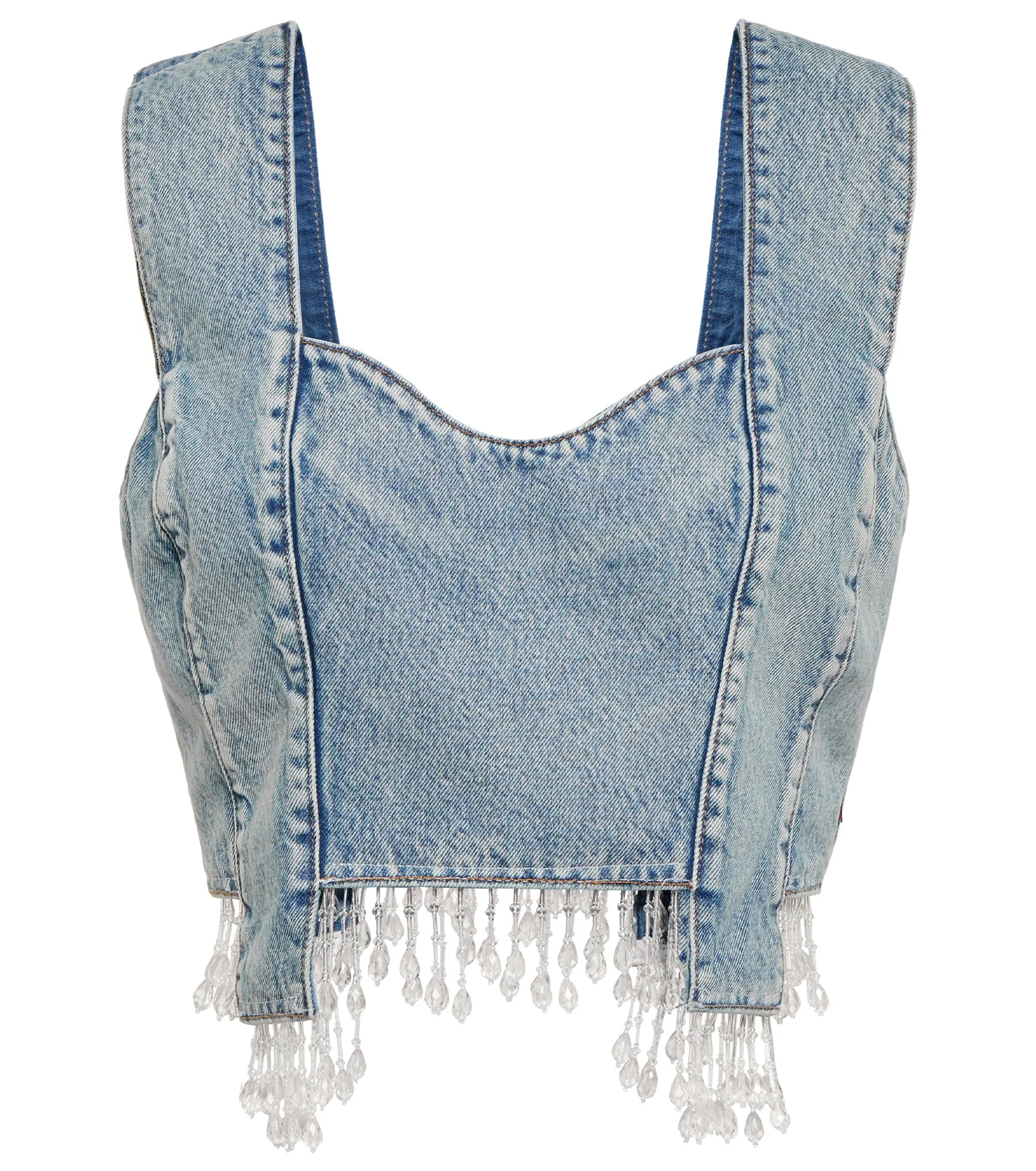 Embellished denim crop top - 1