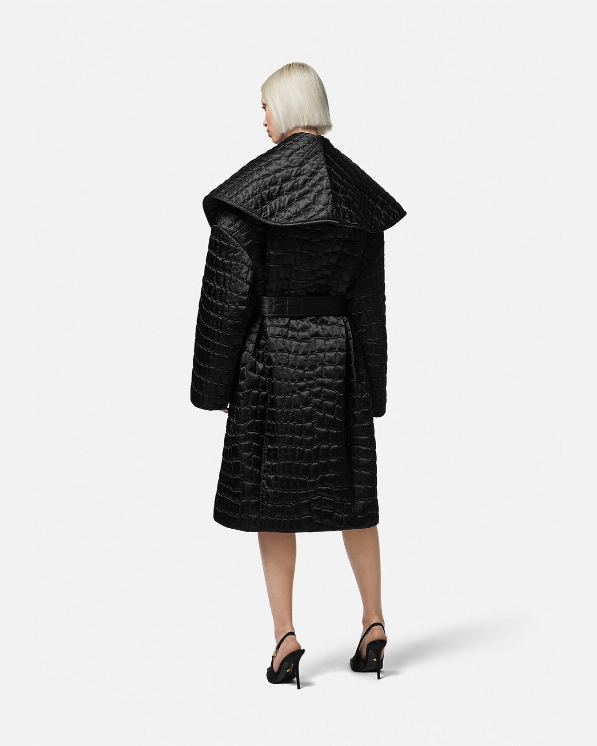 Croc-Quilted Nylon Coat - 4