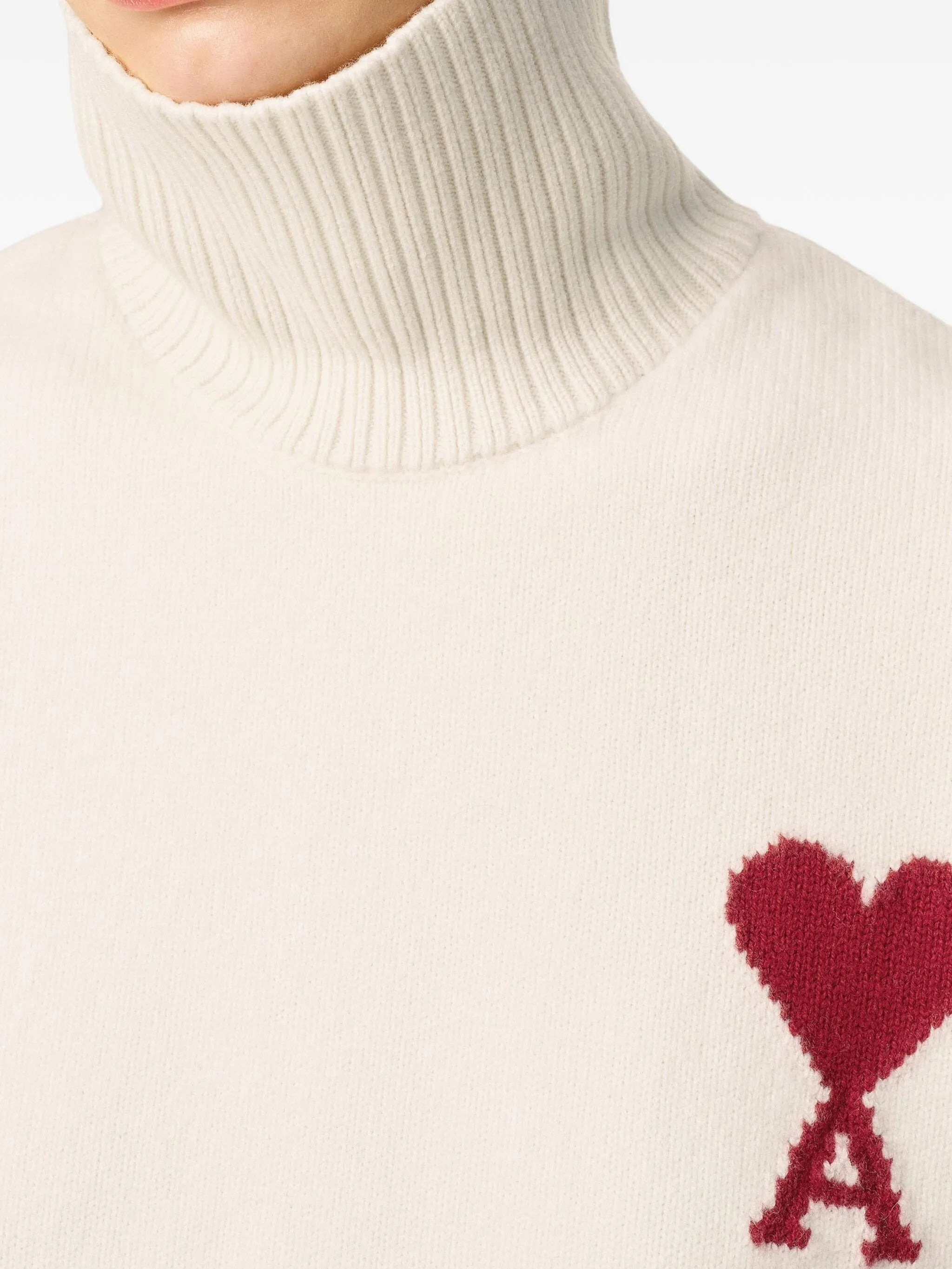 Ami Paris Ami De Coeur Funnel-neck Wool Sweater - 2