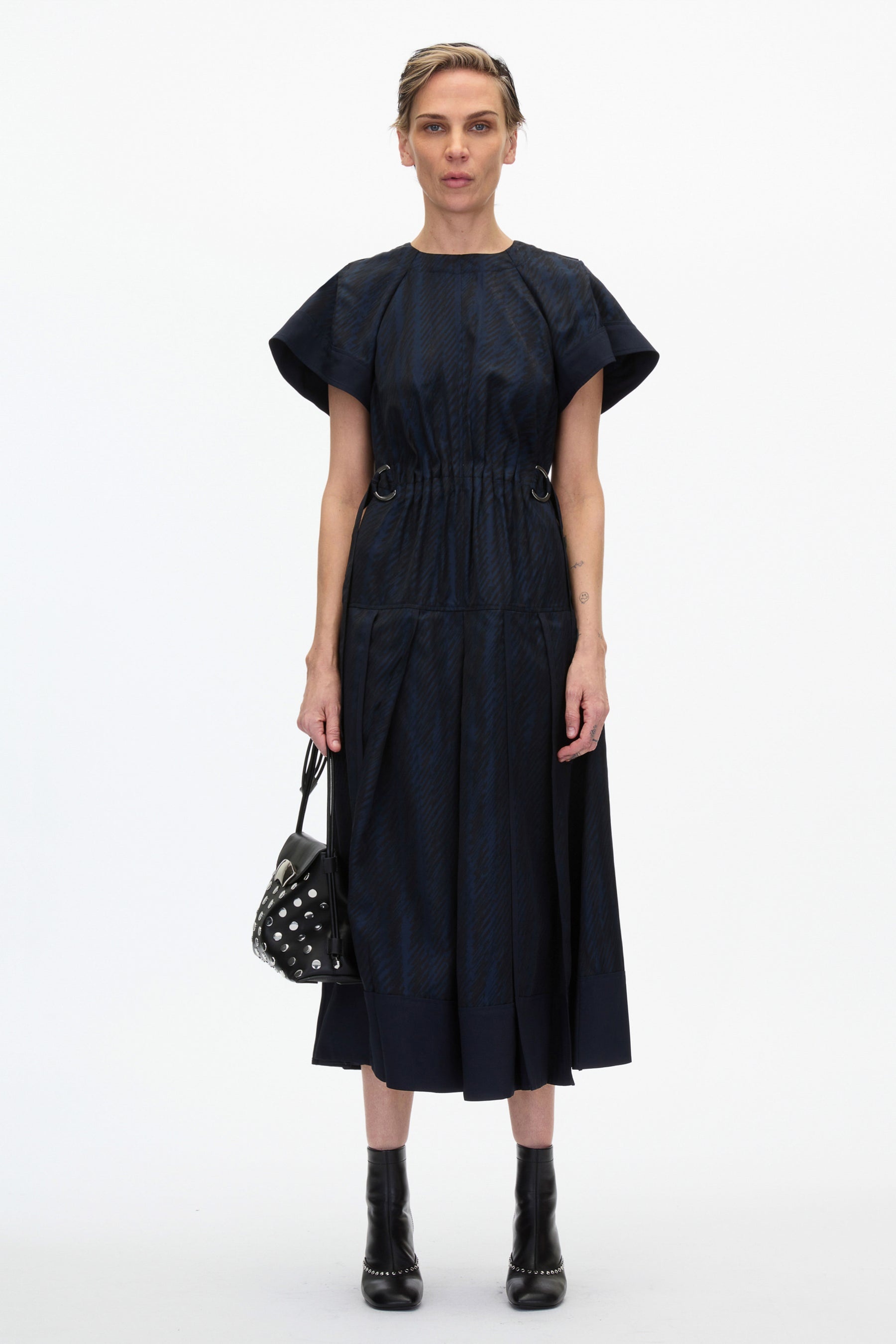 Jacquard Petal Sleeve Midi Dress - 1