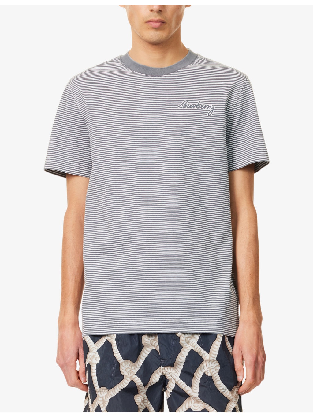 Stripe-Print Crewneck Cotton-Jersey T-Shirt - 3