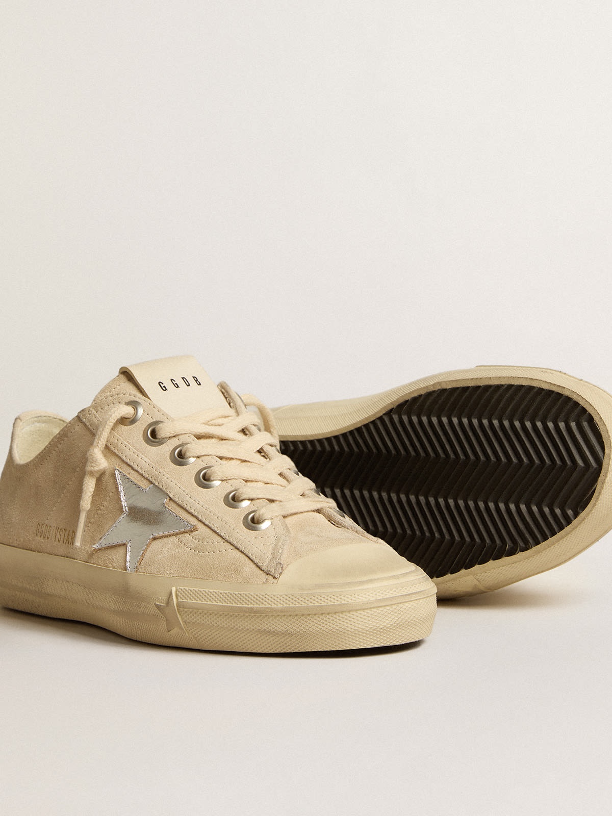 Women’s V-Star in pearl suede with silver metallic leather star - 3