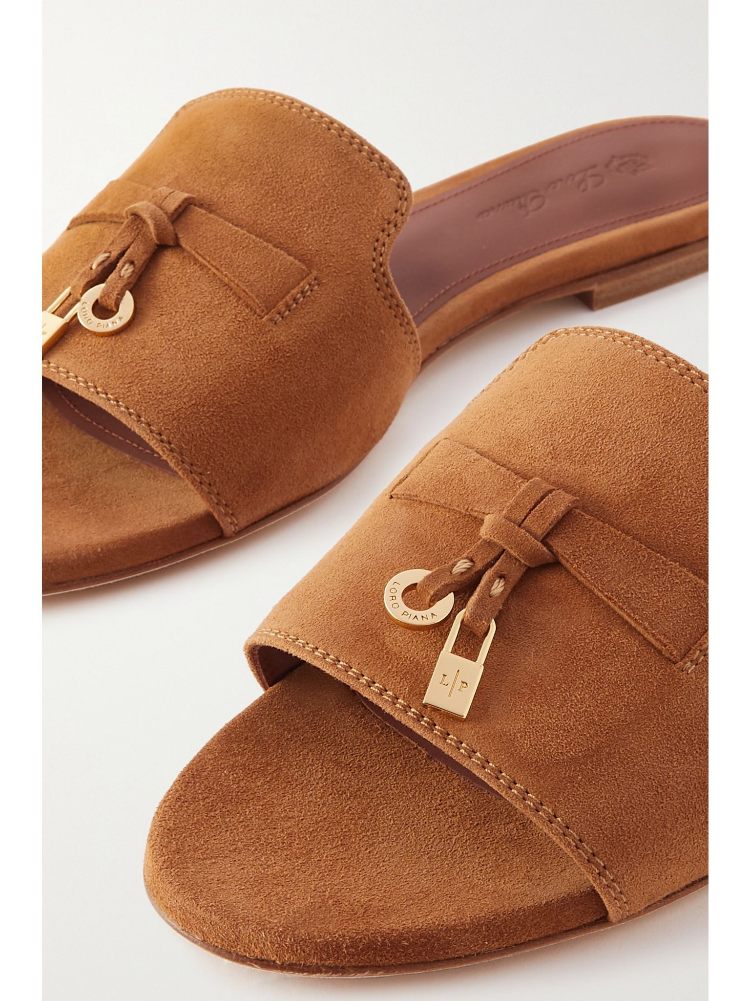 Summer Charms suede slides Tan - 4