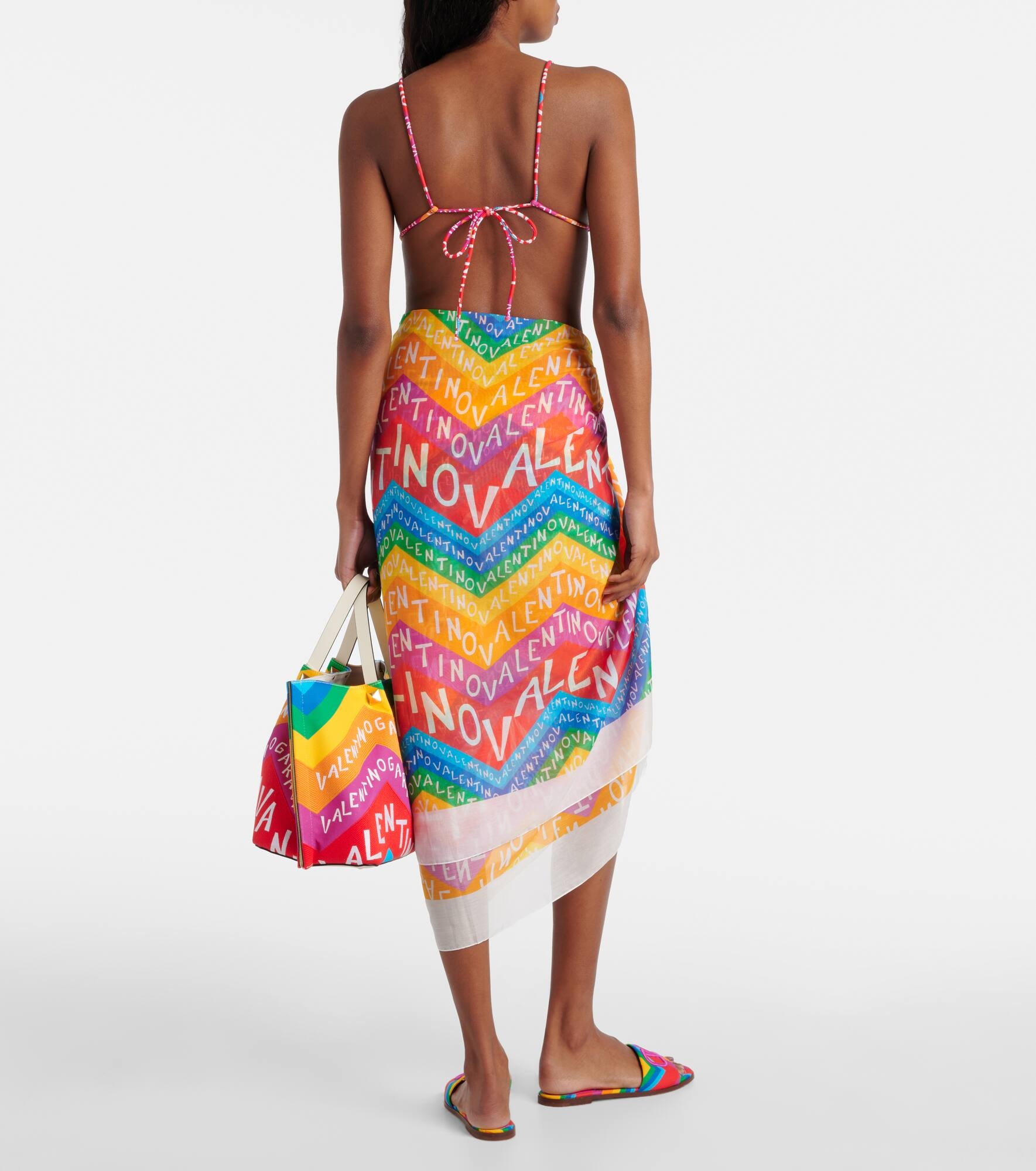 Logo cotton and silk beach cover-up - 3