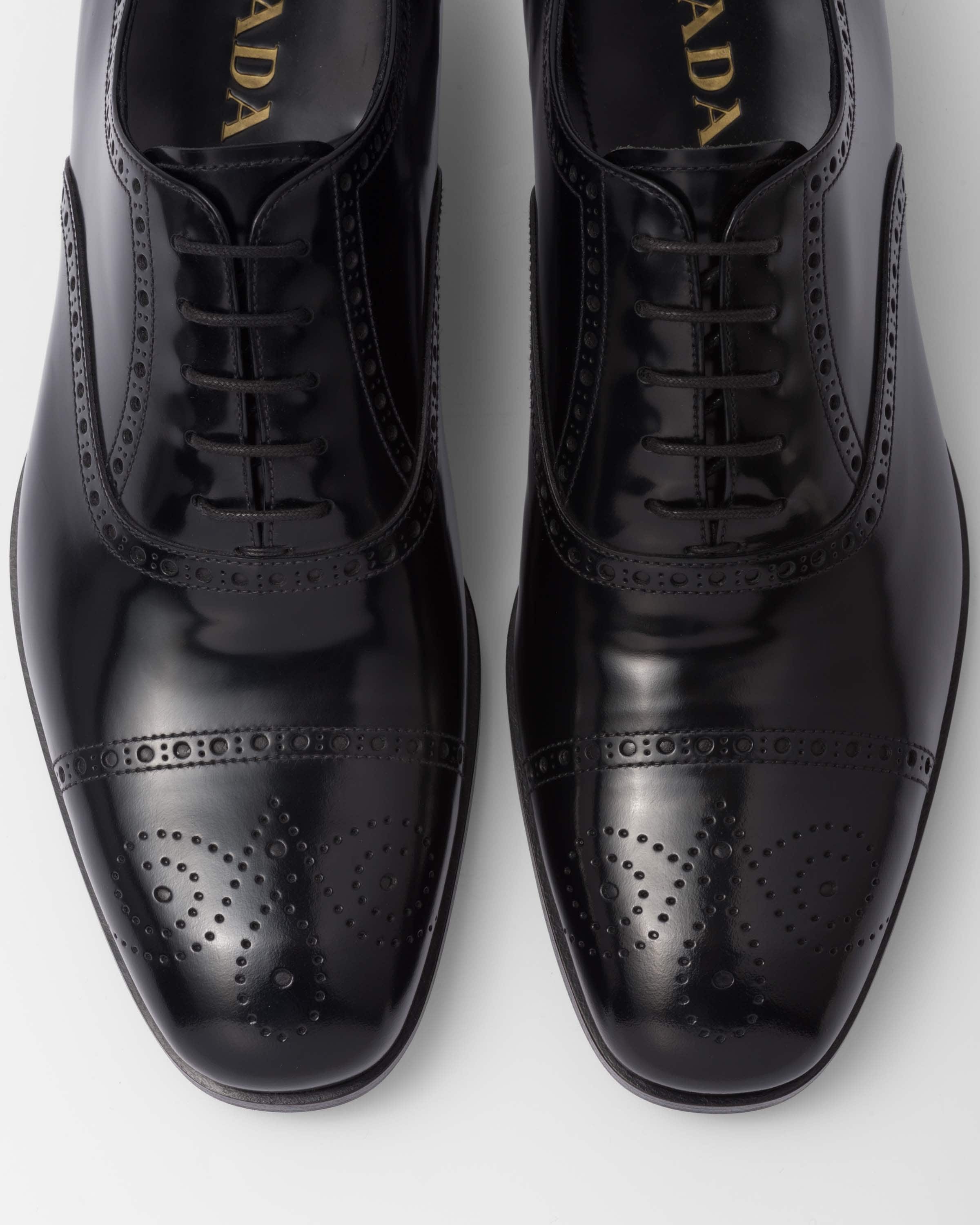 Prada Brushed Leather Oxford Brogue Shoes | REVERSIBLE