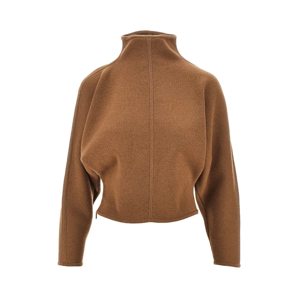 Max Mara Wool Cashmere Cropped Sweater Brown - 1